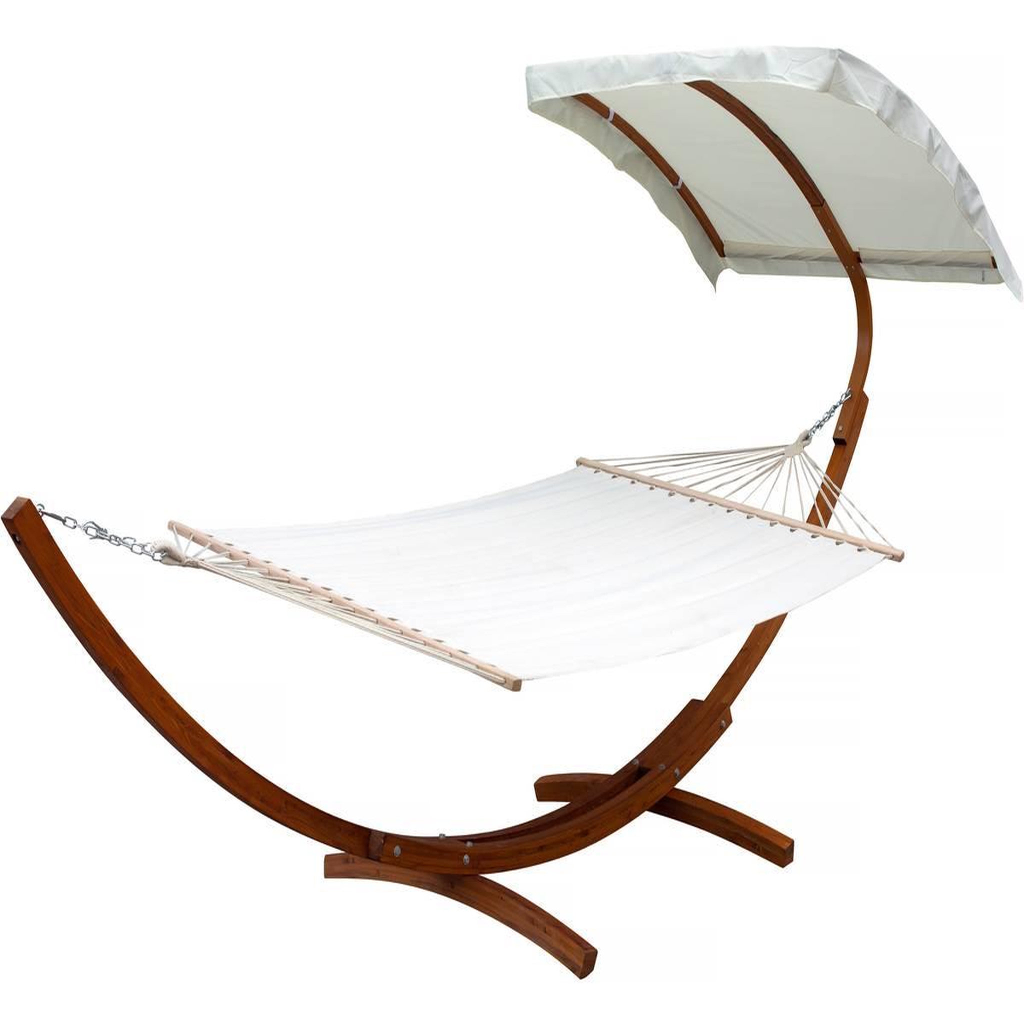 Habitat et Jardin Hamac bois  dallas xl  - avec toile en coton et auvent - ecru