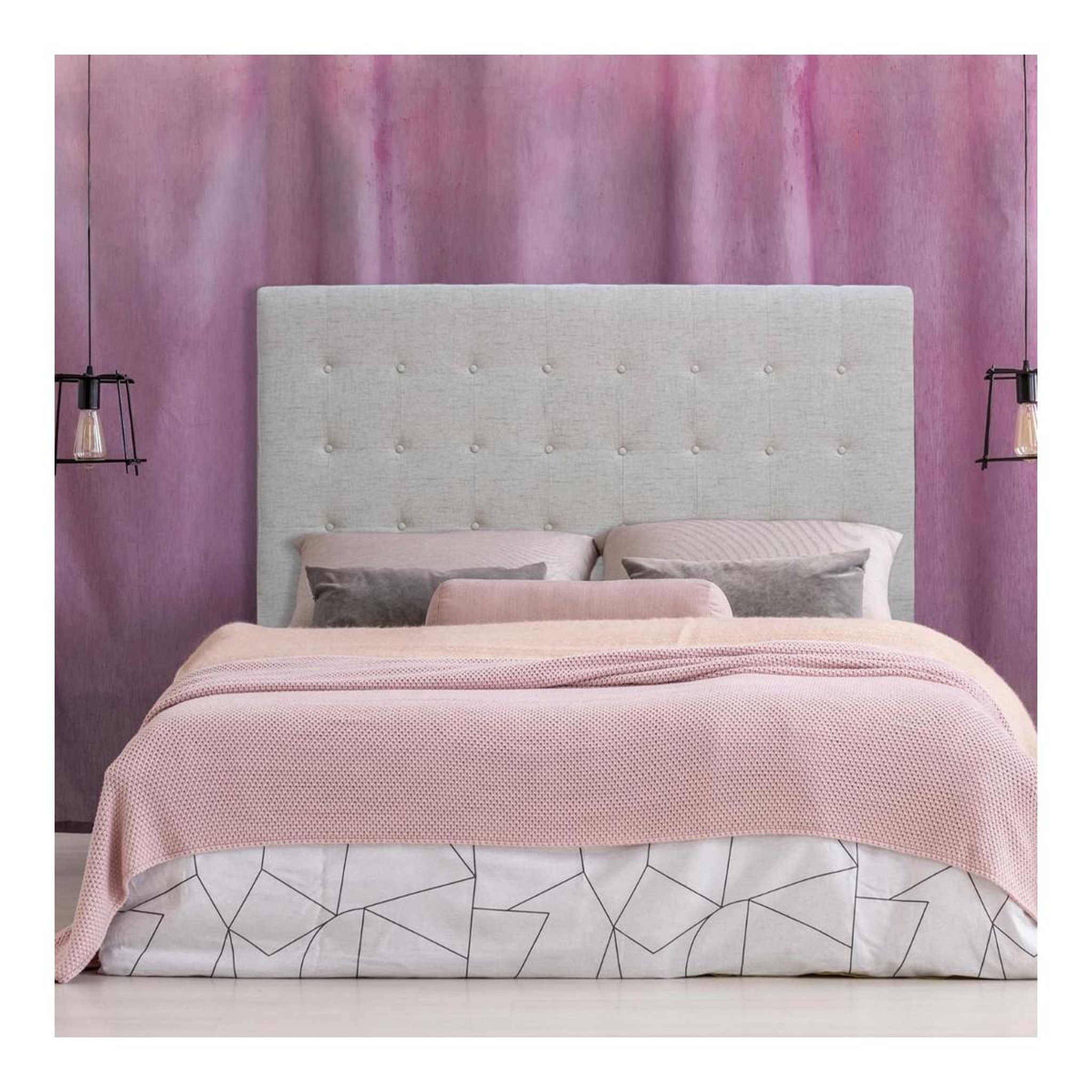 Voir la diapositive 3 : Paris Prix Tête de lit capitonnée en tissu  amor  140cm beige