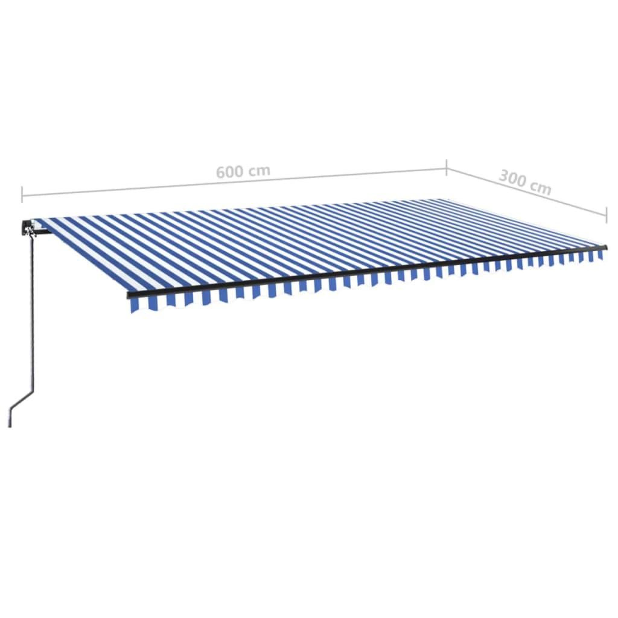 Voir la diapositive 6 : VIDAXL Auvent manuel retractable avec LED 600x300 cm Bleu et blanc