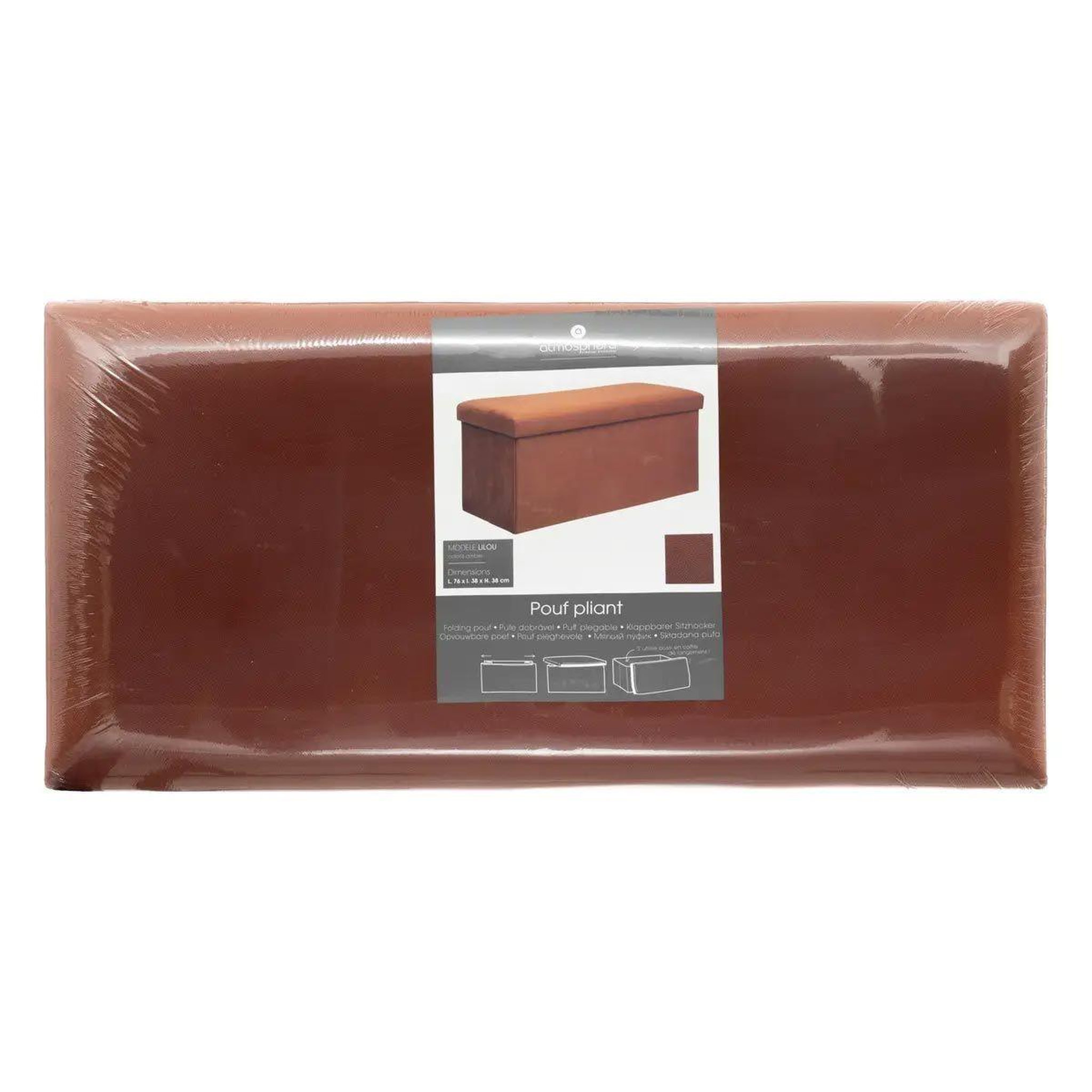 Voir la diapositive 6 : ATMOSPHERA Banquette coffre pliable en velours  lilou  76cm terracotta