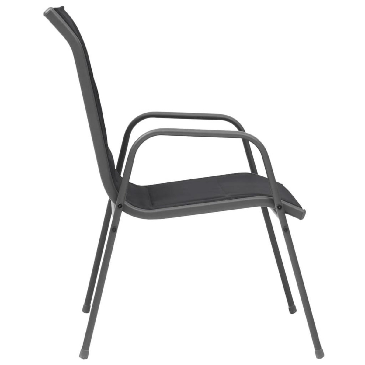 VIDAXL Chaises empilables de jardin lot de 2 Acier et textilene Noir