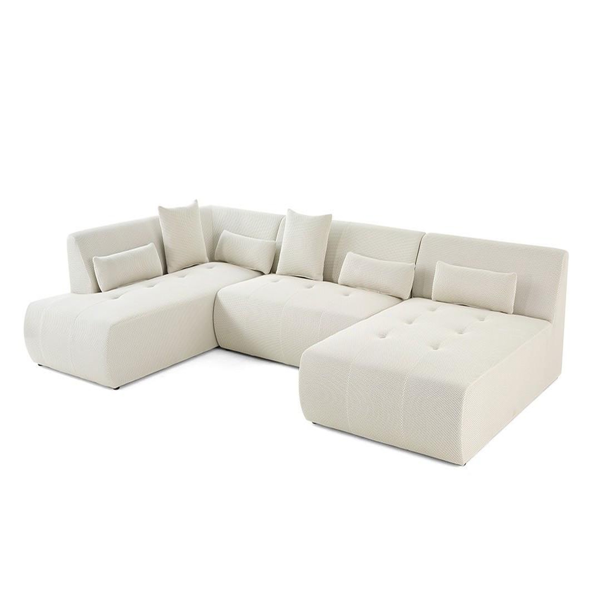 Voir la diapositive 2 : LISA DESIGN Onyx - canapé panoramique d'angle gauche - 7 places - en tissu mailles 3d