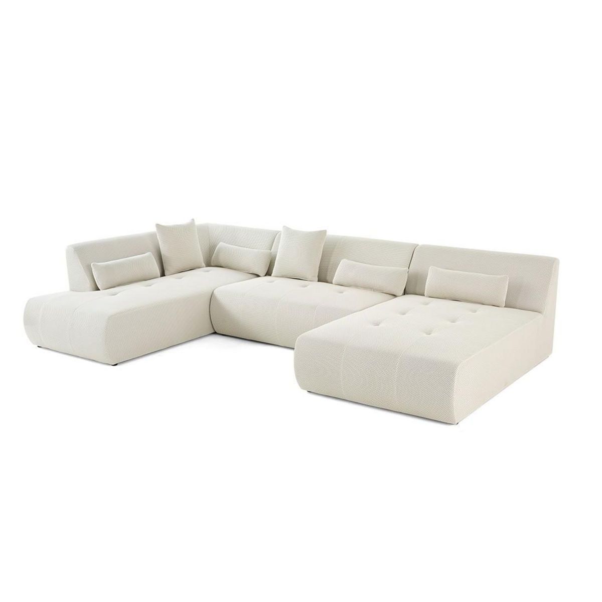 LISA DESIGN Onyx - canapé panoramique d'angle gauche - 7 places - en tissu mailles 3d