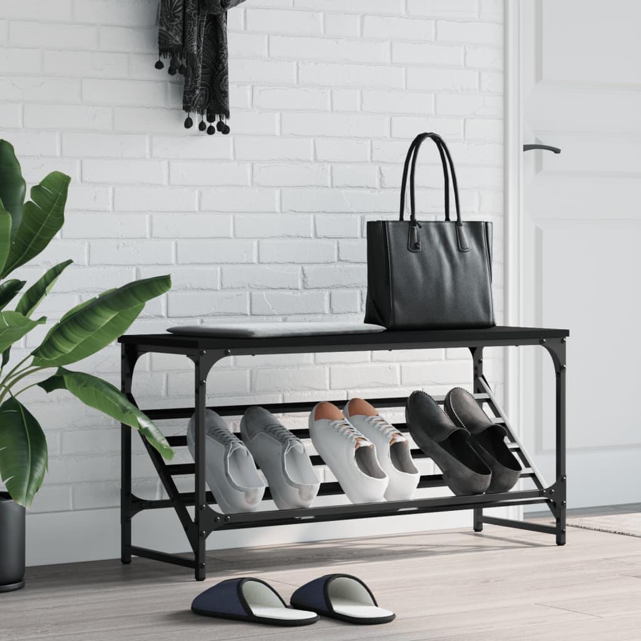 VIDAXL Etagere a chaussures noir 90x30x45 cm bois d'ingenierie