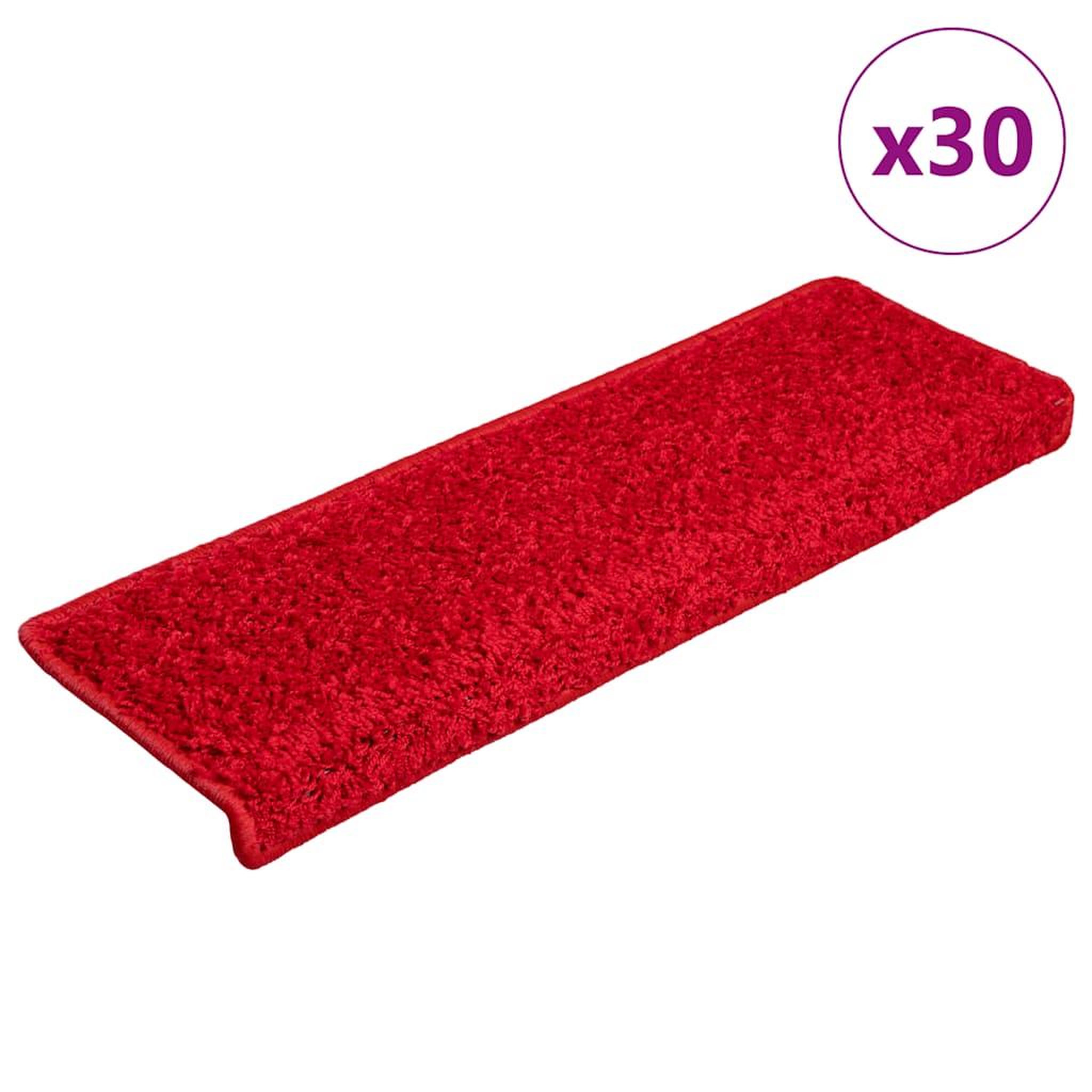 VIDAXL Tapis d'escalier 30 pcs 65x21x4 cm Rouge