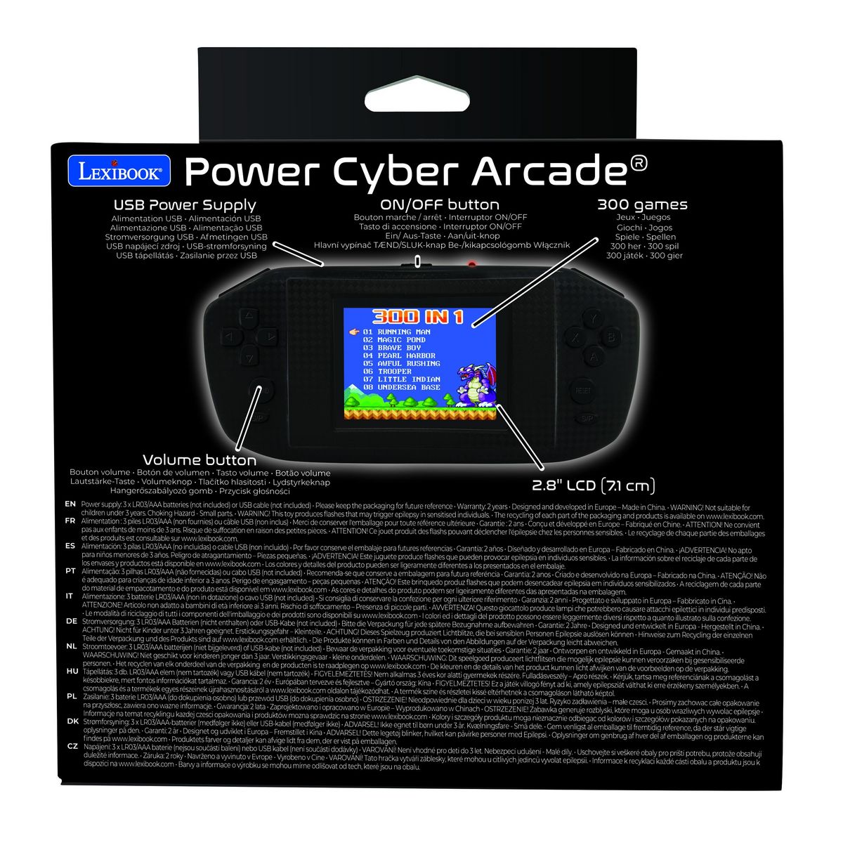 Lexibook Console portable Compact Power Cyber Arcade - écran 2.8'' 300 jeux