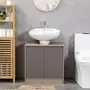 HOMCOM Meuble salle de bain - meuble sous-vasque - placard 2 portes avec étagère - dim. 60L x 30l x 59H cm - panneaux particules chêne clair gris