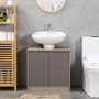 Voir la diapositive 4 : HOMCOM Meuble salle de bain - meuble sous-vasque - placard 2 portes avec étagère - dim. 60L x 30l x 59H cm - panneaux particules chêne clair gris