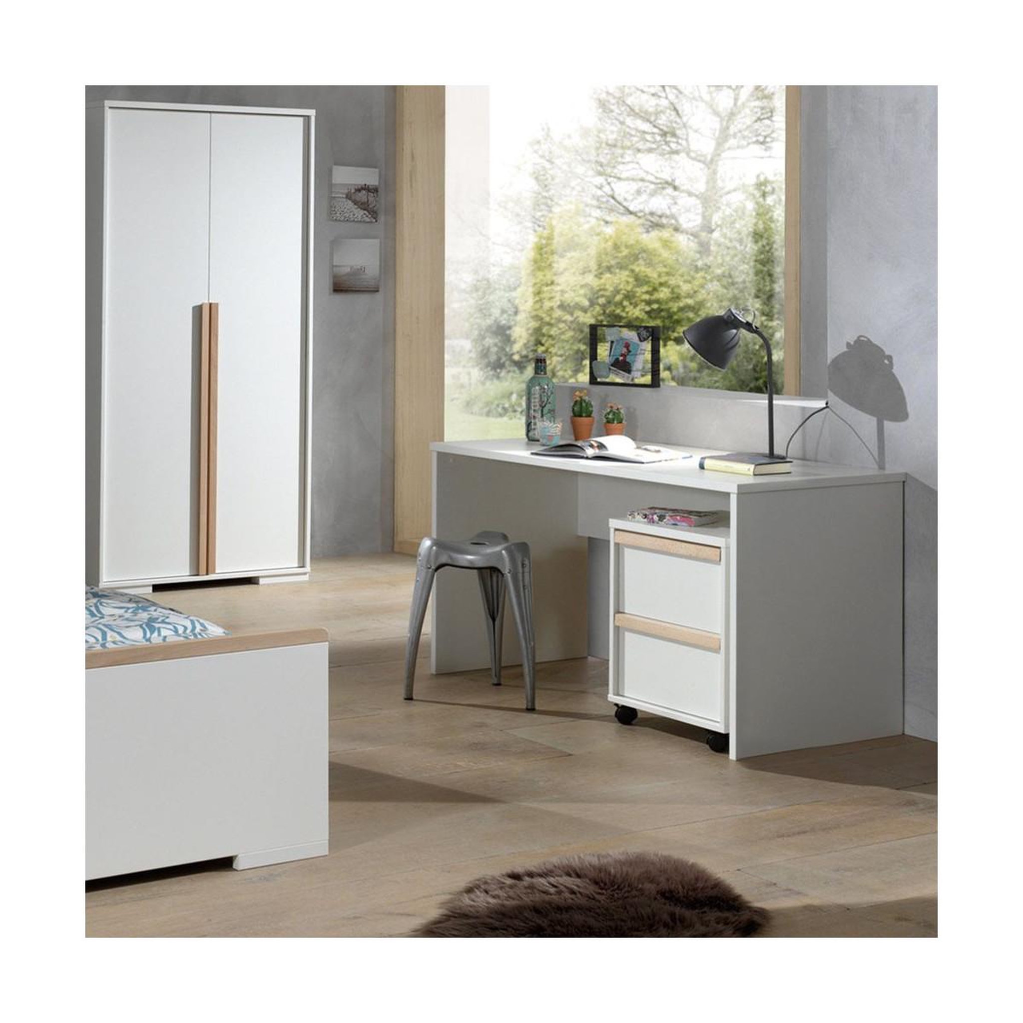Voir la diapositive 2 : Paris Prix Caisson de Bureau 2 Tiroirs  London  60cm Blanc