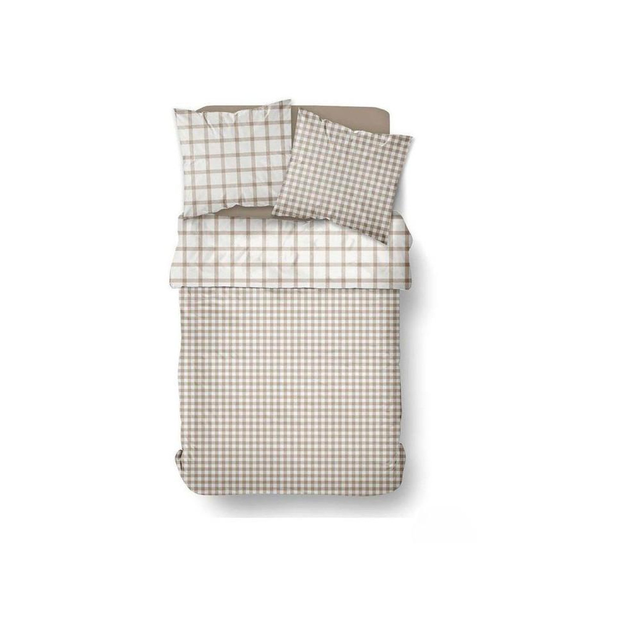 Voir la diapositive 4 : Today Parure de lit today sunshine housse de couette 220 x 240 cm 100 % coton beige clair réversible avec fermeture à boutons dissimulée et 2 taies 63 x 63 cm