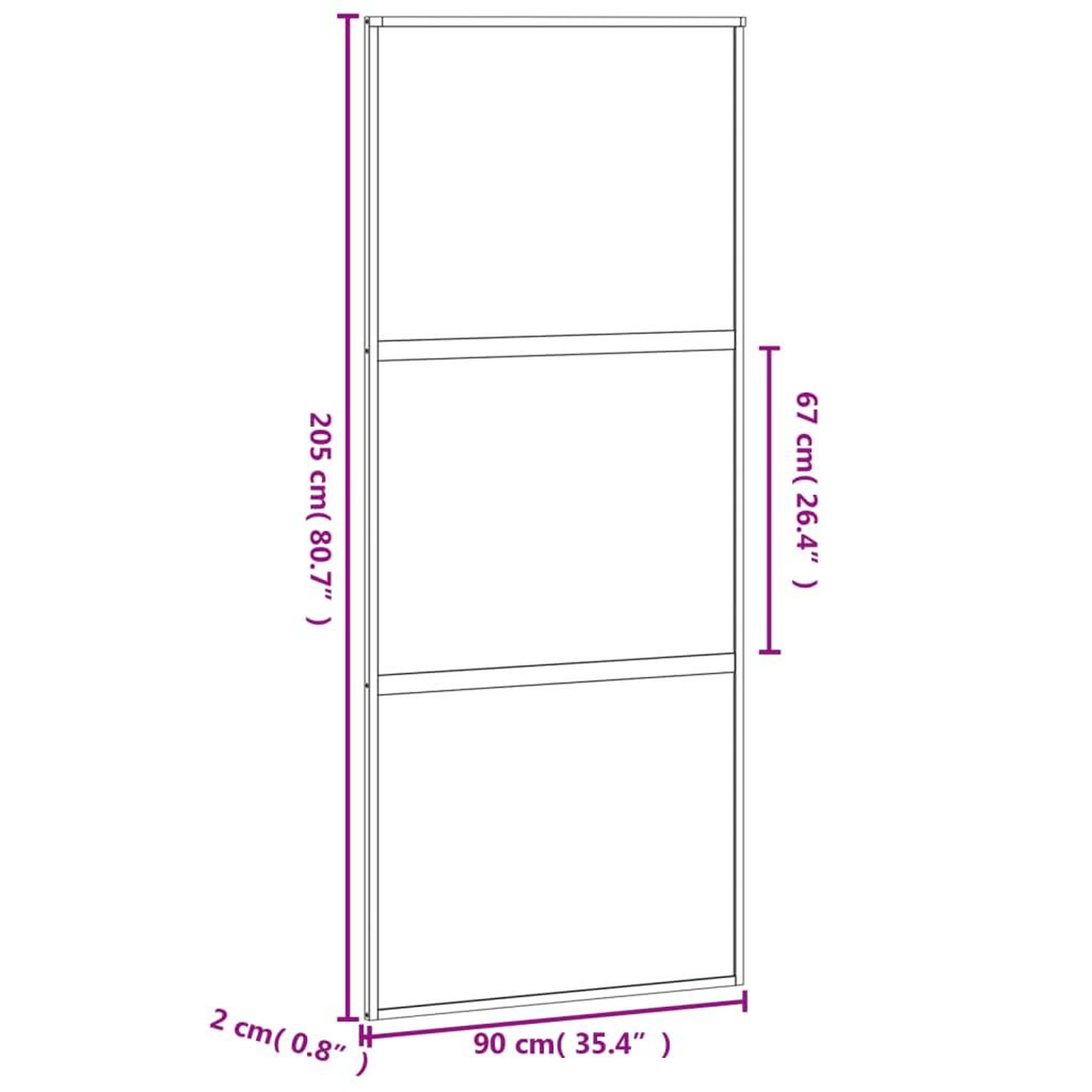 Voir la diapositive 6 : VIDAXL Porte coulissante noir 90x205 cm verre trempe aluminium