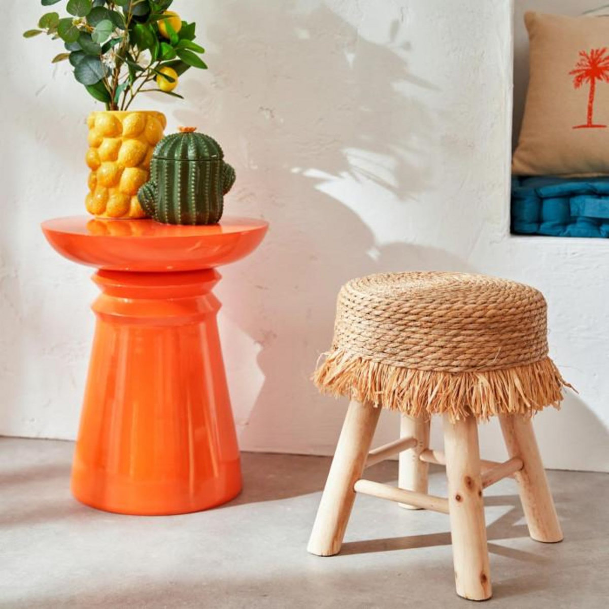 ATMOSPHERA Tabouret d'Appoint Rond  Gimpo  40cm Naturel