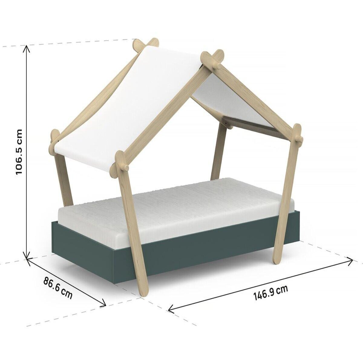 Habitat et Jardin Lit cabane surélevé enfant   Lodge   - 70 x 140 cm - Vert