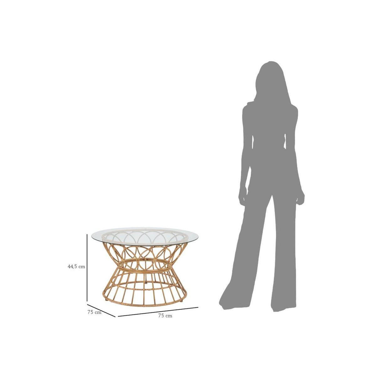 Paris Prix Table Basse en Verre  Panama  75cm Naturel