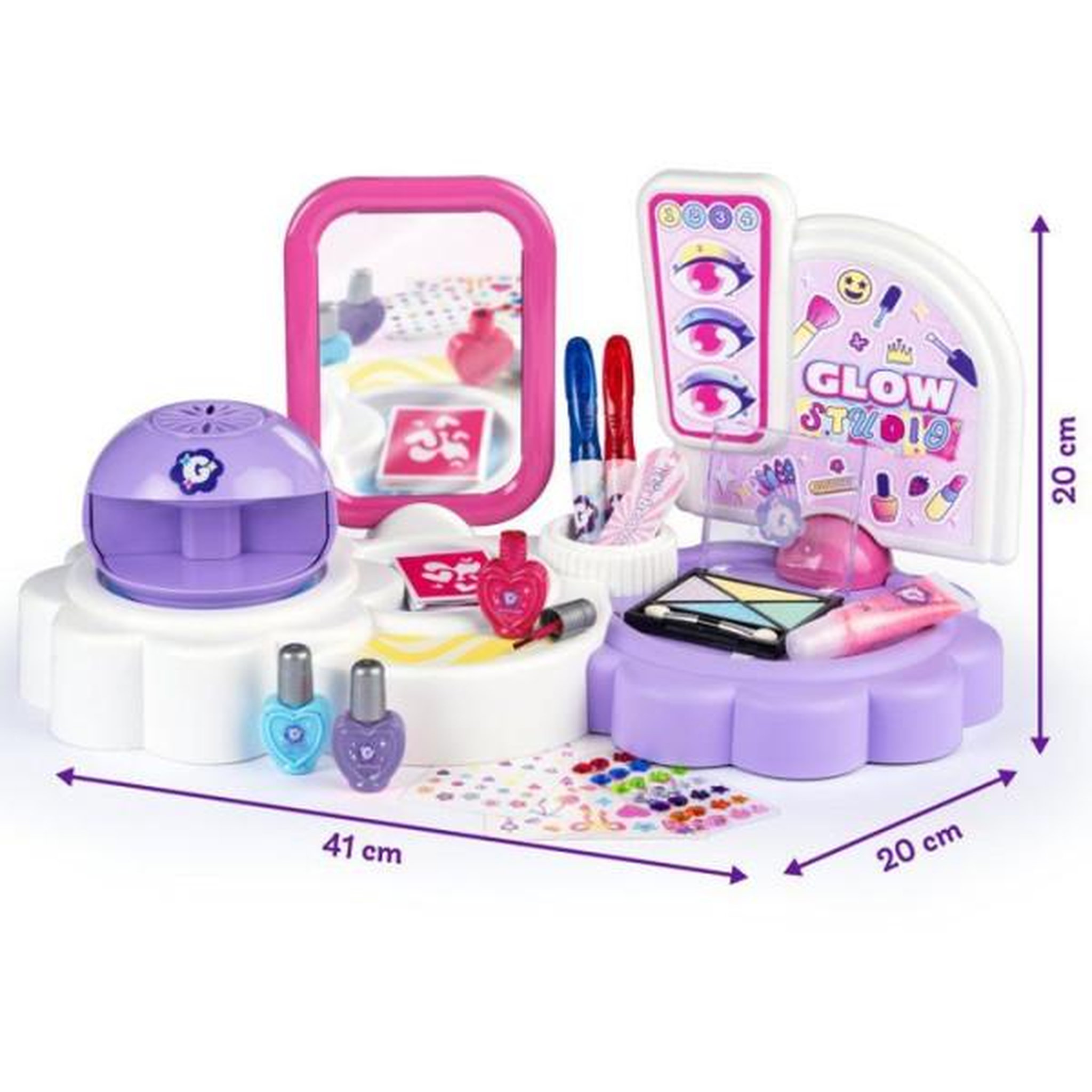 Voir la diapositive 2 : SMOBY Smoby - Glam Me Up 3 en 1 Glow Station - Studio Beauté Enfant - Manucure, Maquillage et Tatouages - Plus de 20 Accessoires - 6