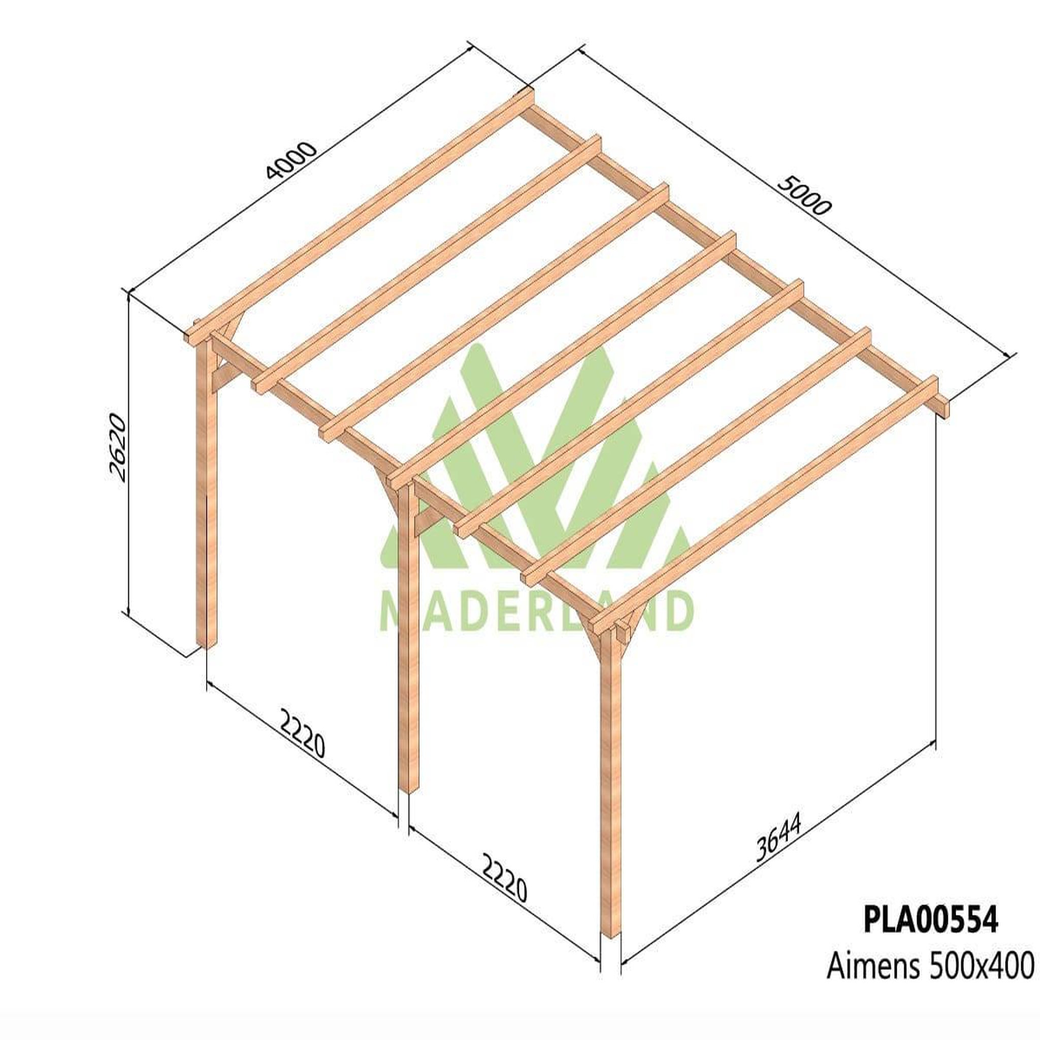 Voir la diapositive 2 : JARDIDECO Pergola adossée en lamellé-collé amiens 500 x 400 cm - maderland