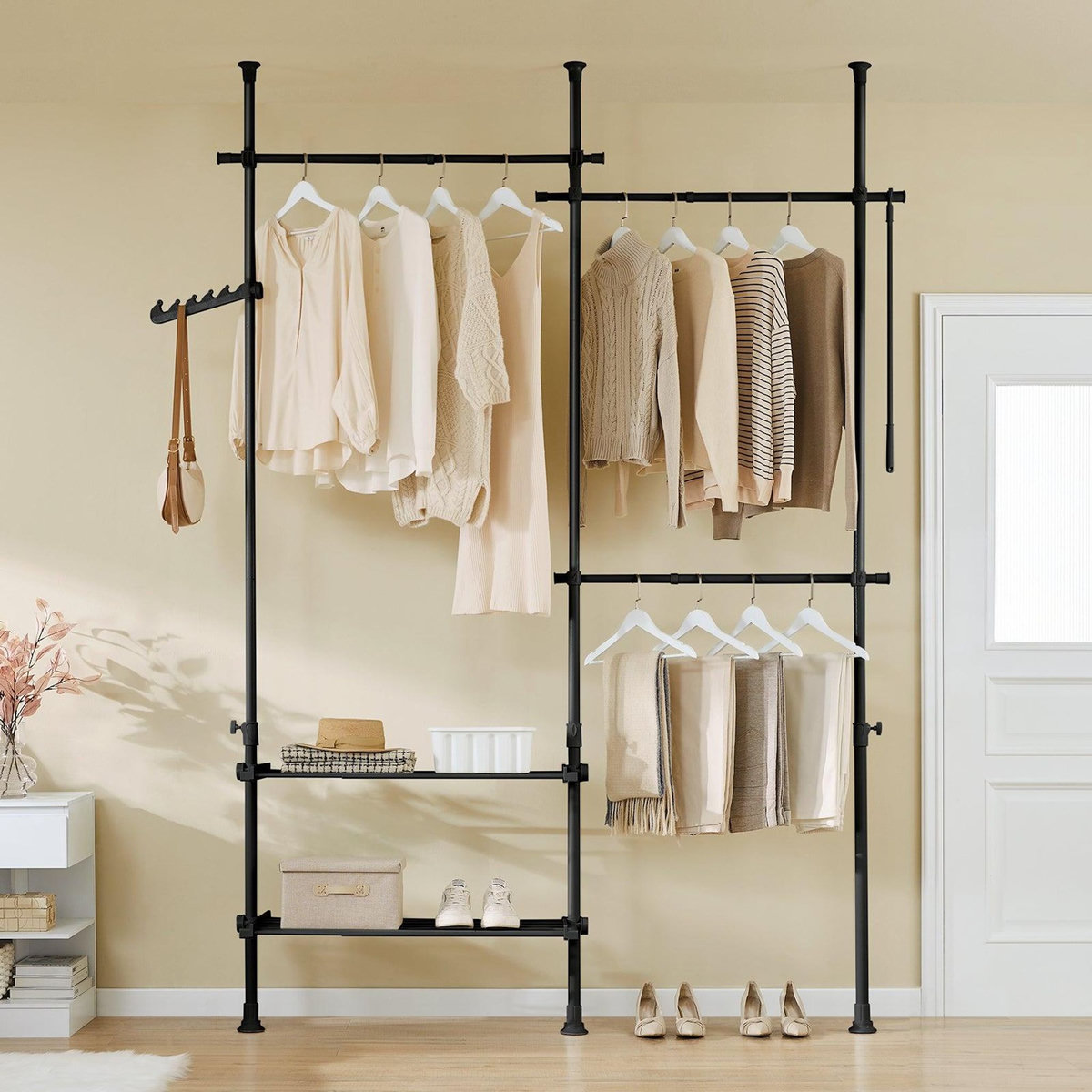SOBUY SoBuy - Portemanteau Sur Pied à deux étagères - Fonctionnel - FRG34-II