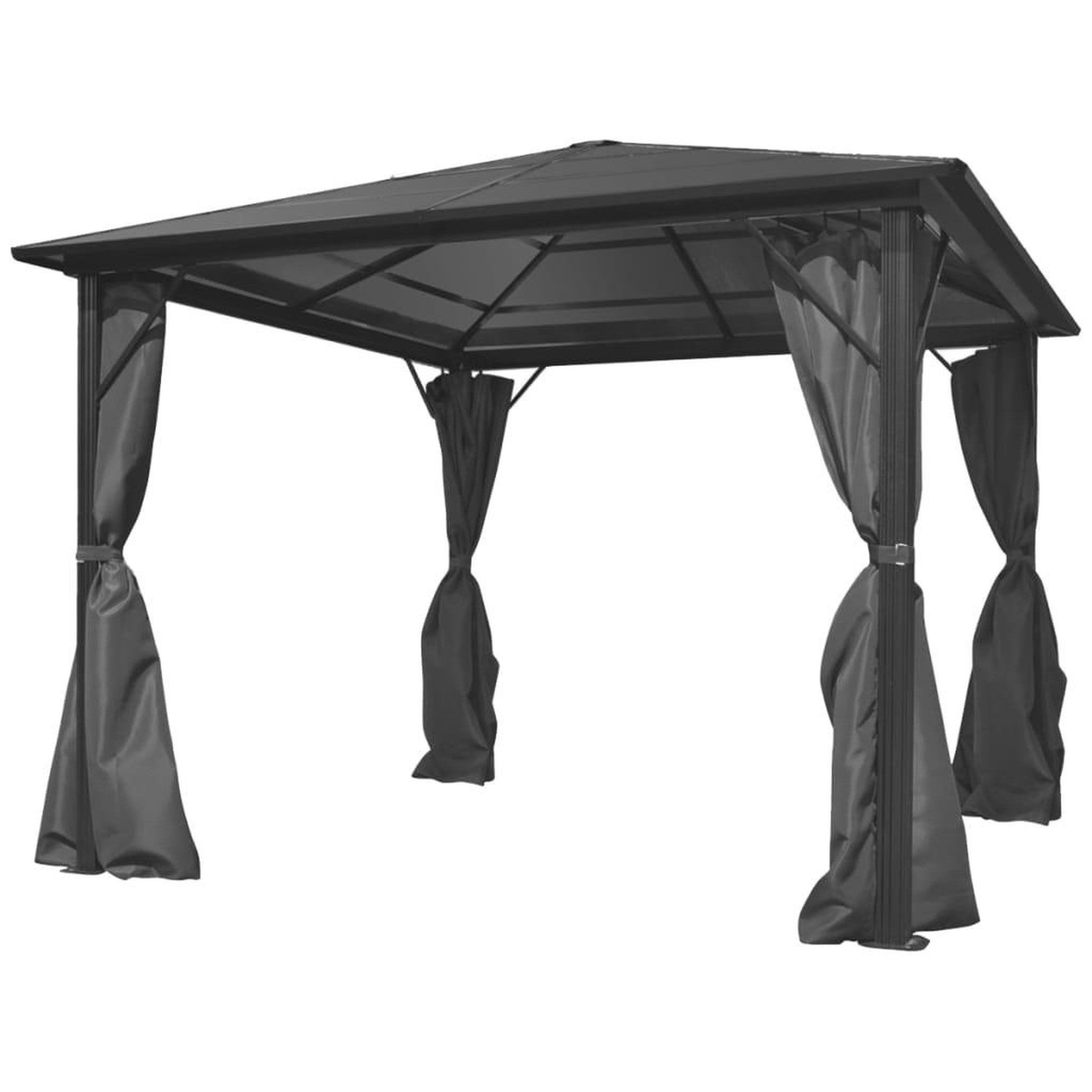 Voir la diapositive 1 : VIDAXL Belvedere avec rideau Anthracite Aluminium 300 x 300 cm