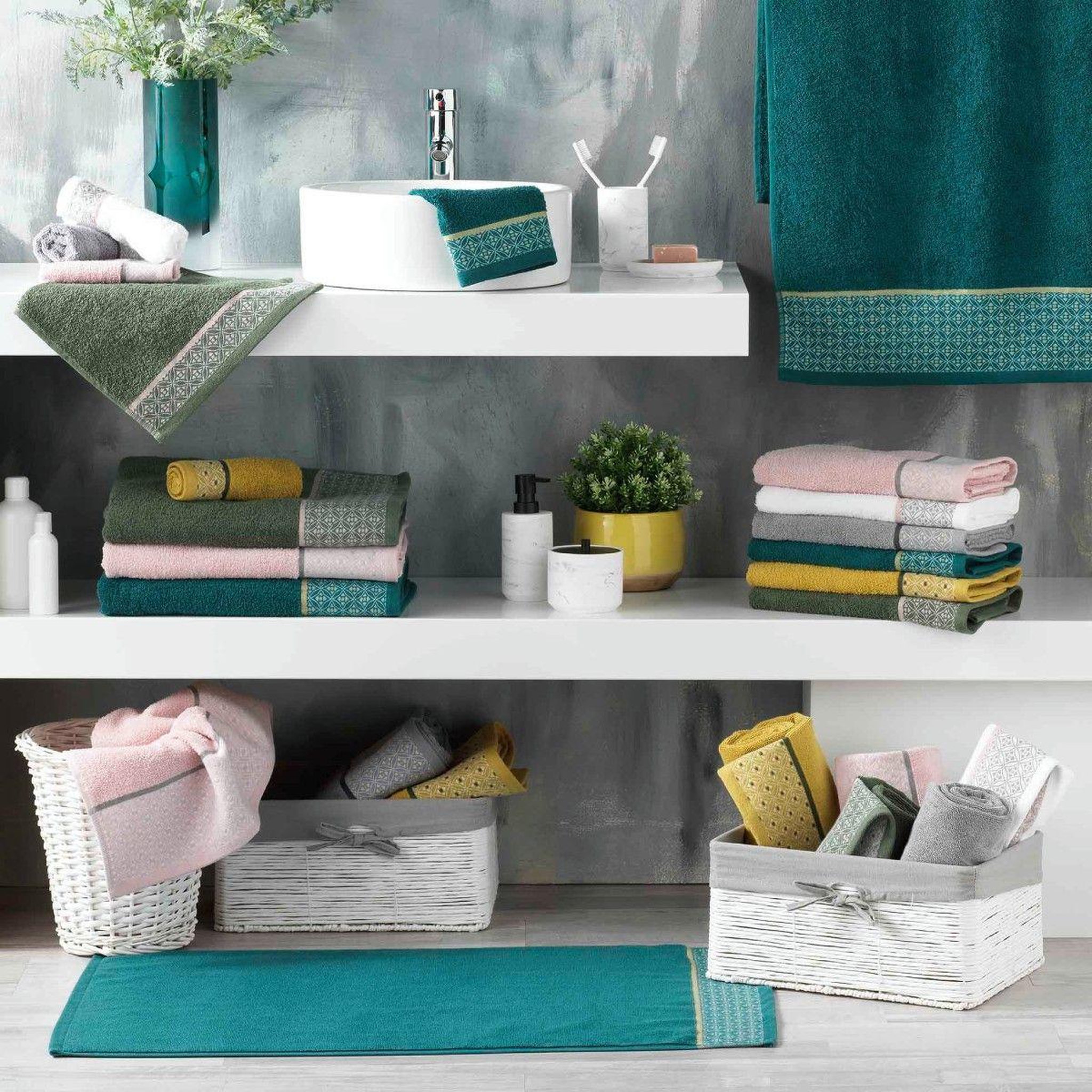 Voir la diapositive 3 : Douceur d'Intérieur Drap de bain jacquard  belina  90x150cm kaki