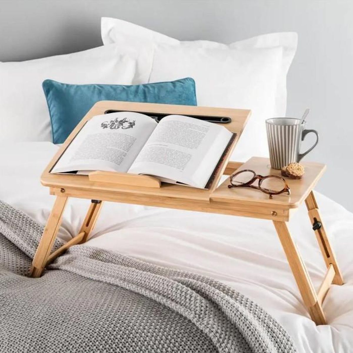 FIVE Plateau en bambou avec pieds réglables en hauteur