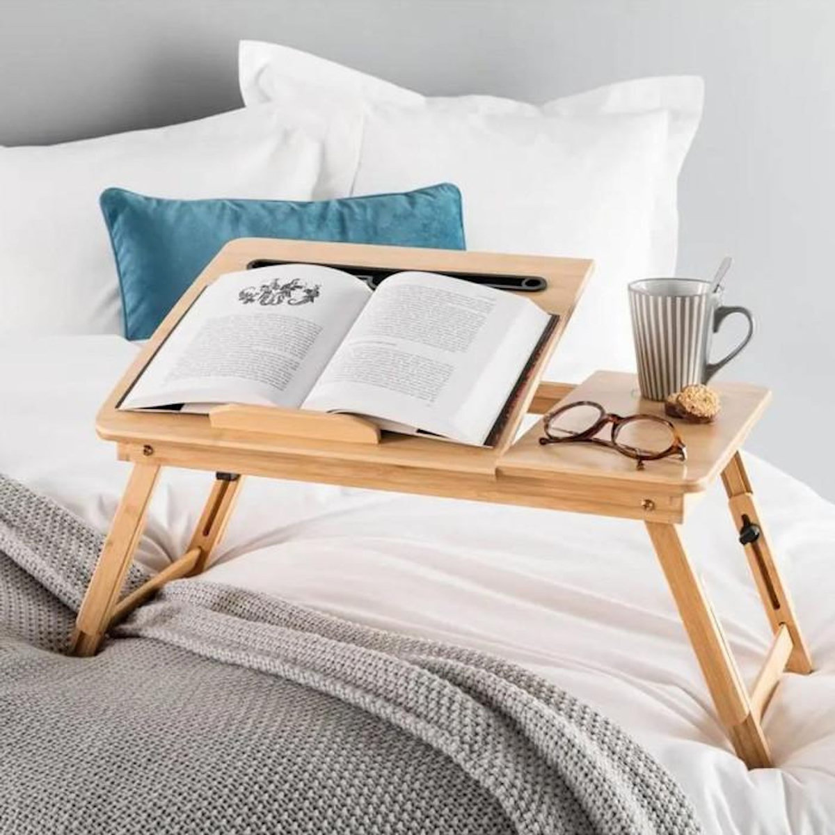 FIVE Plateau en bambou avec pieds réglables en hauteur