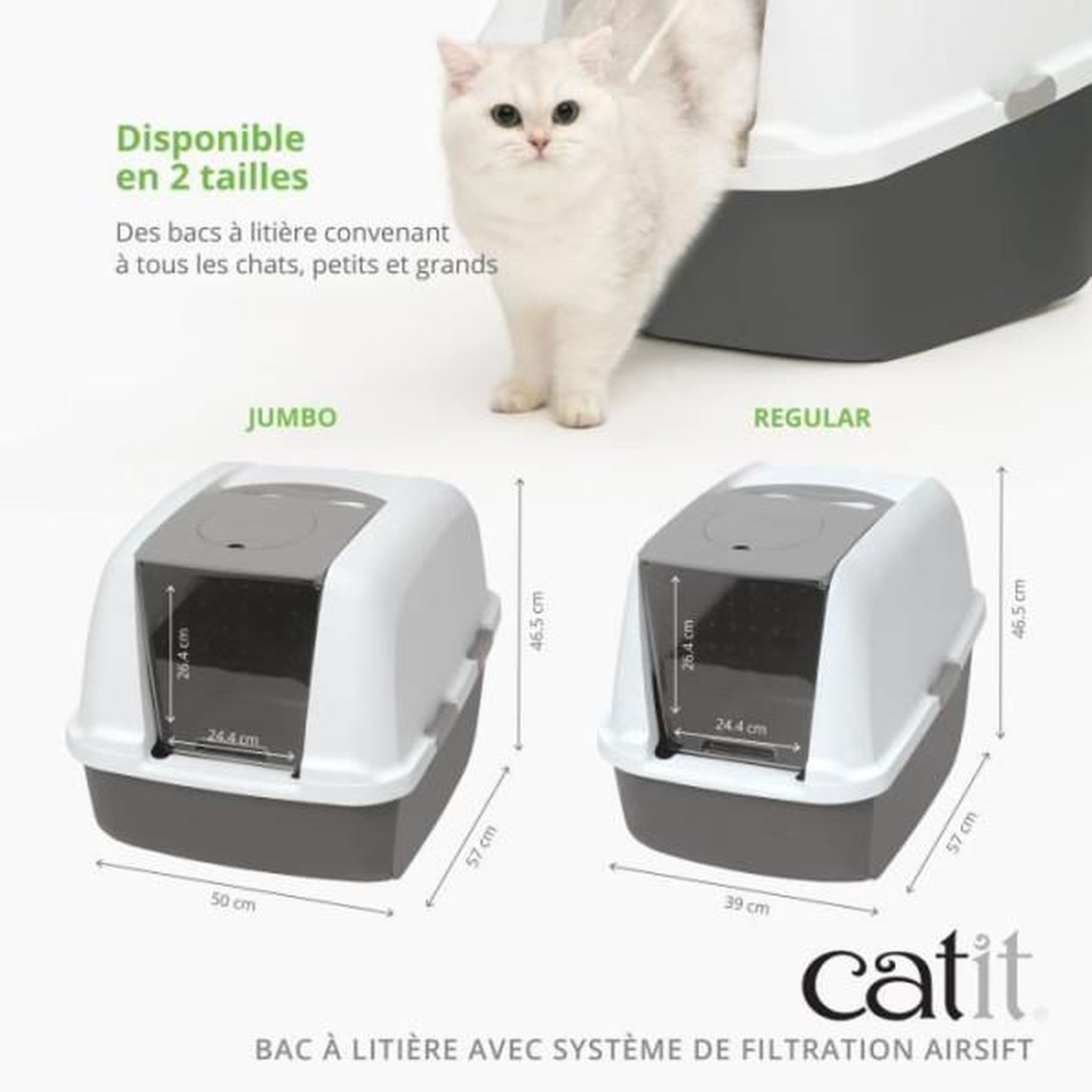 Voir la diapositive 6 : MARKET24 Maison de toilette bac a litiere pour chat - catit - airsift regular - systeme de filtration intégré - l. 57 x l. 39 x h. 46,5