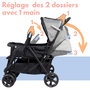 Voir la diapositive 6 : BAMBISOL Bambisol Poussette Double enfants rapprochés | Habillage Pluie | Noir Gris