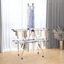 Voir la diapositive 2 : HOMCOM HOMCOM Séchoir à linge étendoir à vêtements pliable réglable avec barre de penderie et roulettes acier inox. PP noir