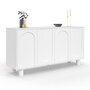 Voir la diapositive 1 : ID MARKET Buffet 160 cm ARCHIE 4 portes design arche blanc
