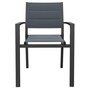 HOMIFAB Lot de 6 chaises de jardin en aluminium noir - Tony