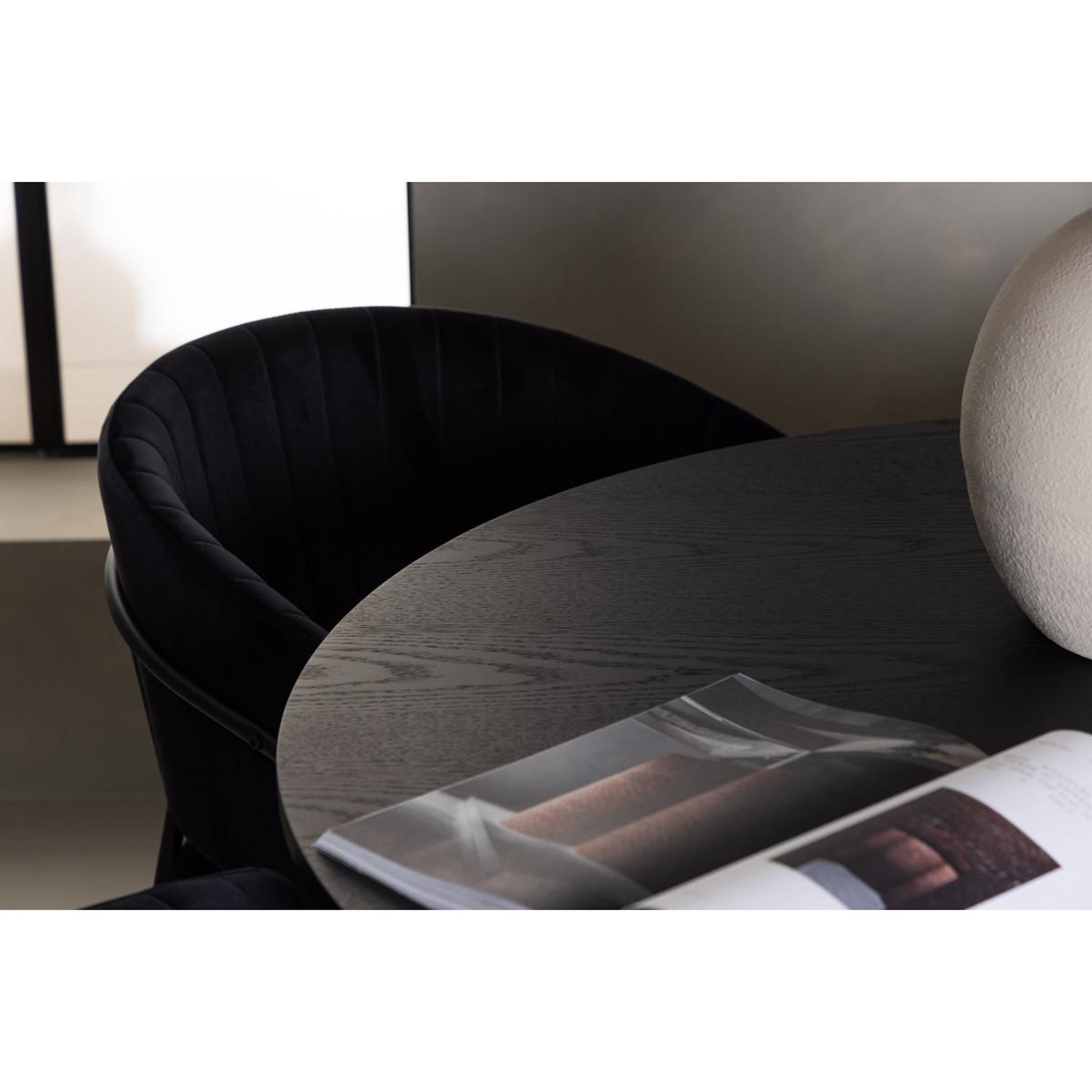 Voir la diapositive 5 : Paris Prix Ensemble table à manger & 4 chaises  bootcut & selma  110cm noir