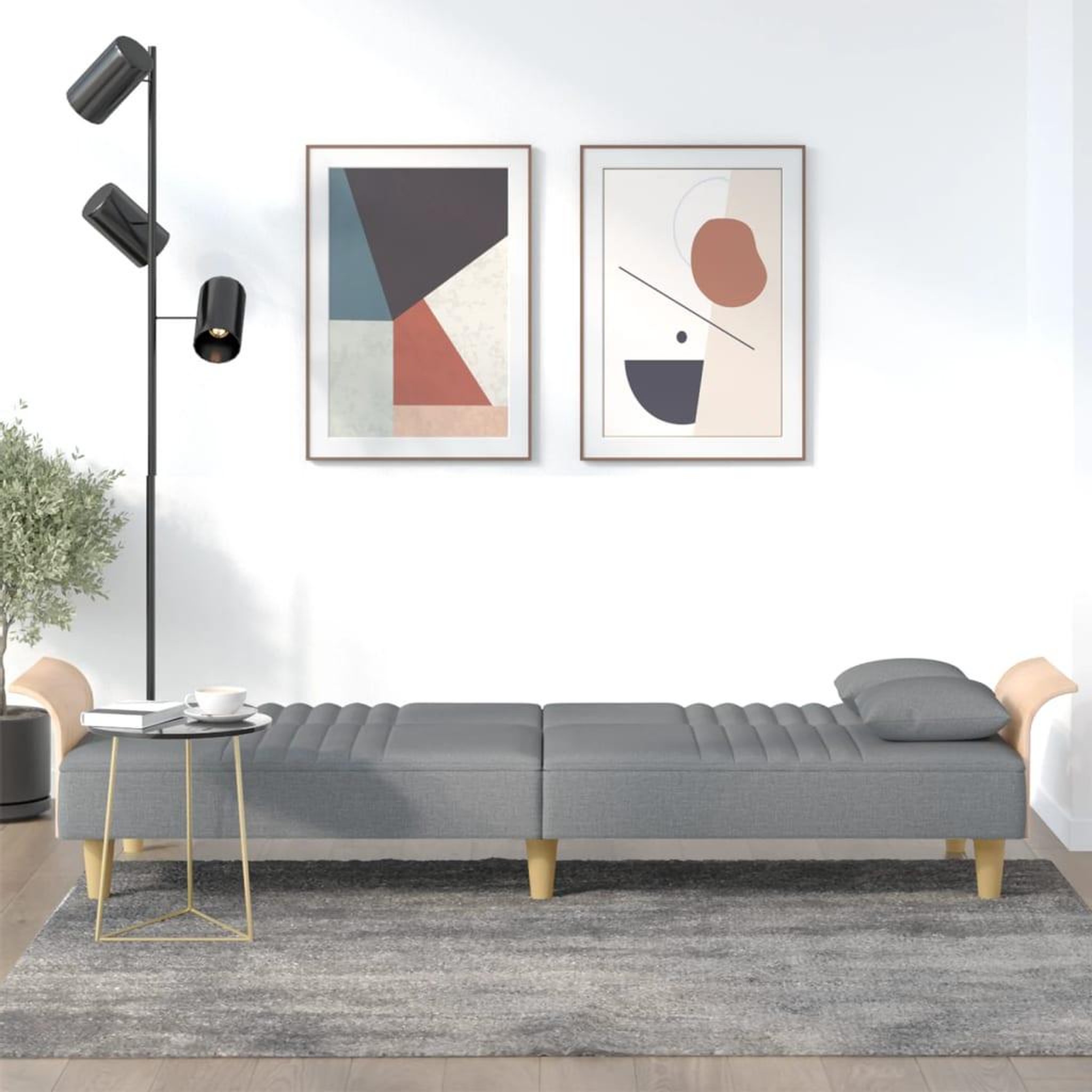 Voir la diapositive 3 : VIDAXL Canape-lit avec accoudoirs gris clair tissu