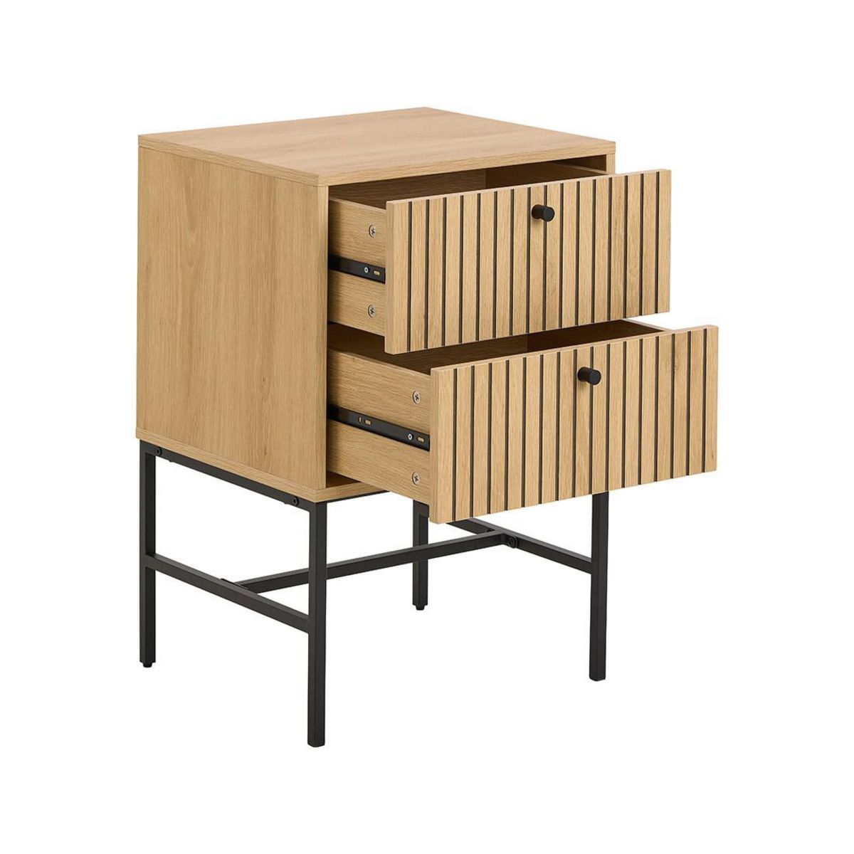 LISA DESIGN Marc - table de chevet - effet bois - pieds en métal - 2 tiroirs