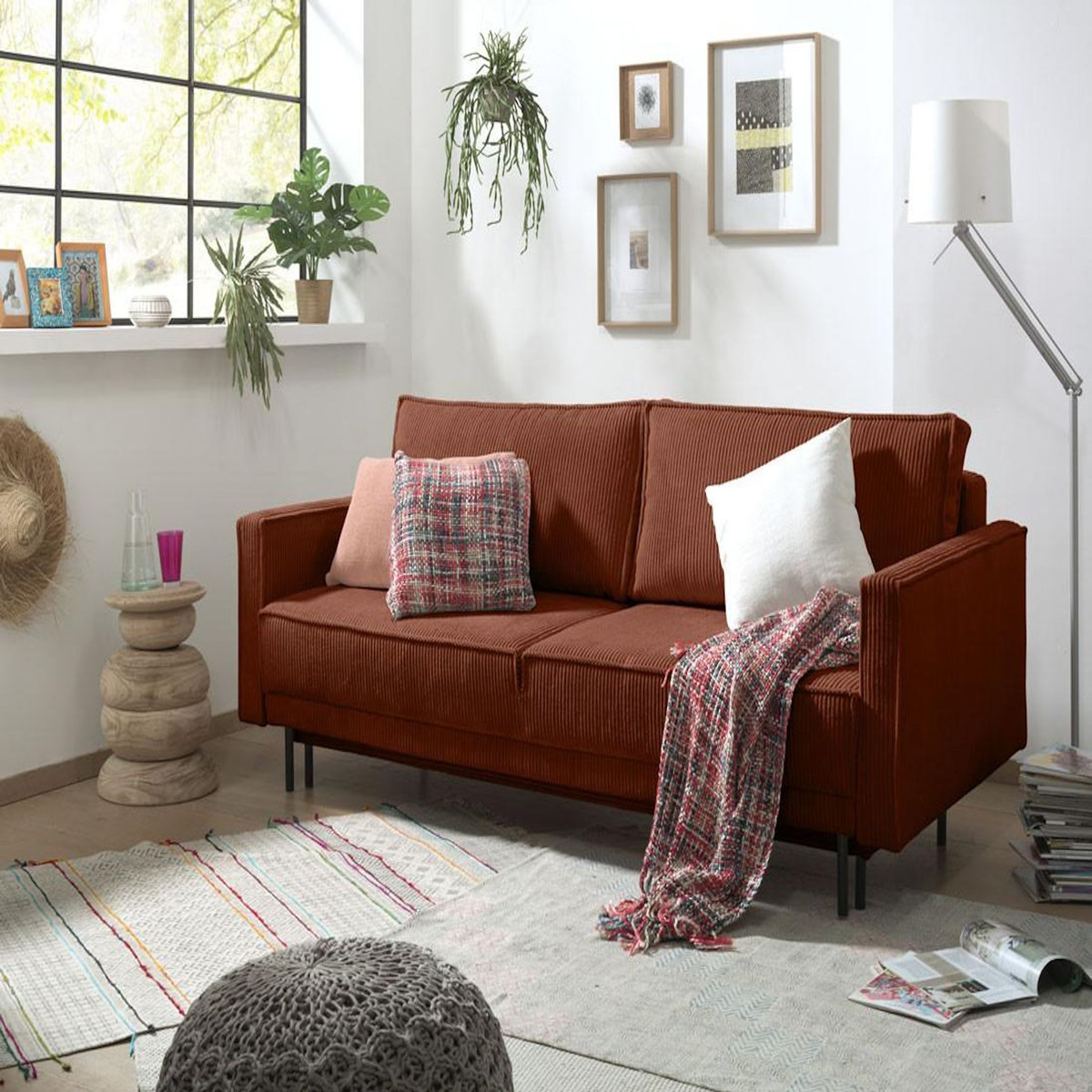 LISA DESIGN Charlie - canapé 3 places convertible avec coffre - en velours côtelé