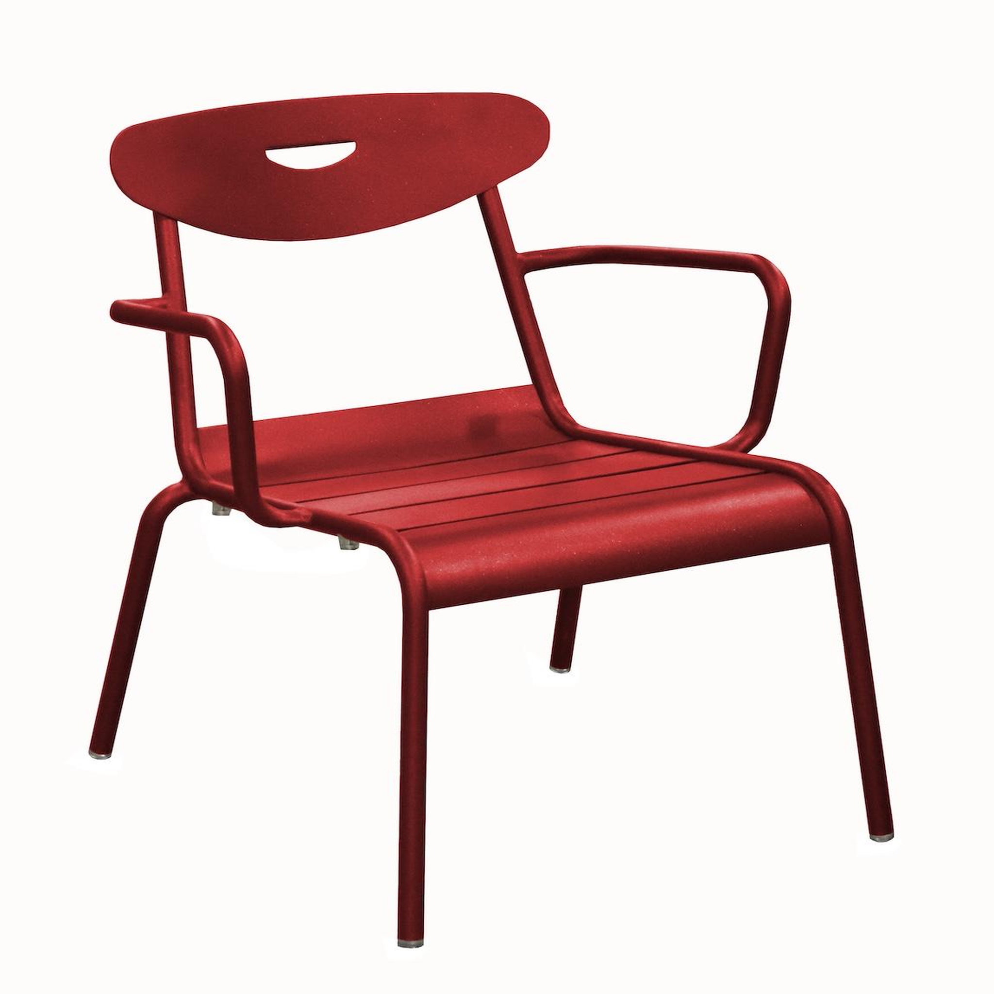 Proloisirs Fauteuil empilable en aluminium - SMILEY - Structure tube rond Ø 25 mm - Coloris rouge