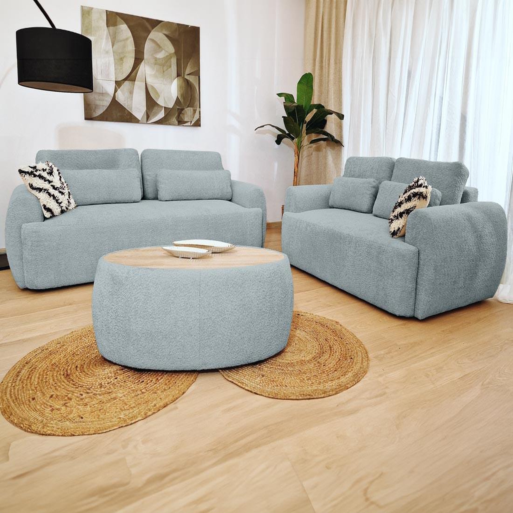 Voir la diapositive 6 : BEST MOBILIER Mahina - canapé droit 3 places - convertible avec coffre - en tissu bouclette