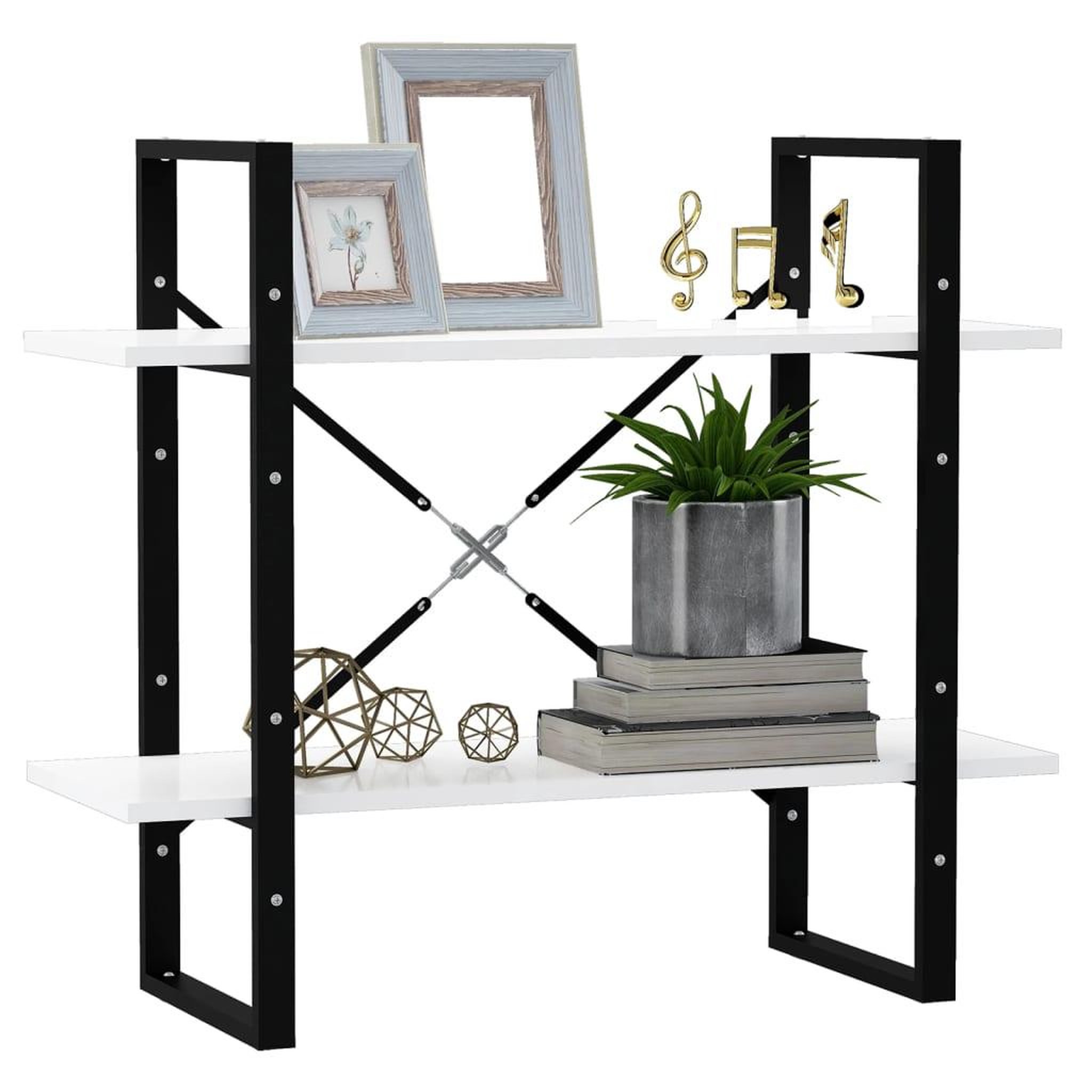 Voir la diapositive 3 : VIDAXL Bibliotheque a 2 niveaux Blanc 80x30x70 cm bois d'ingenierie