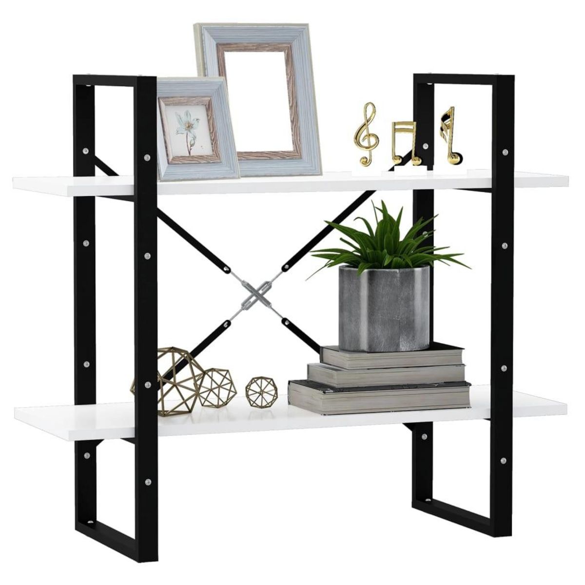 VIDAXL Bibliotheque a 2 niveaux Blanc 80x30x70 cm bois d'ingenierie