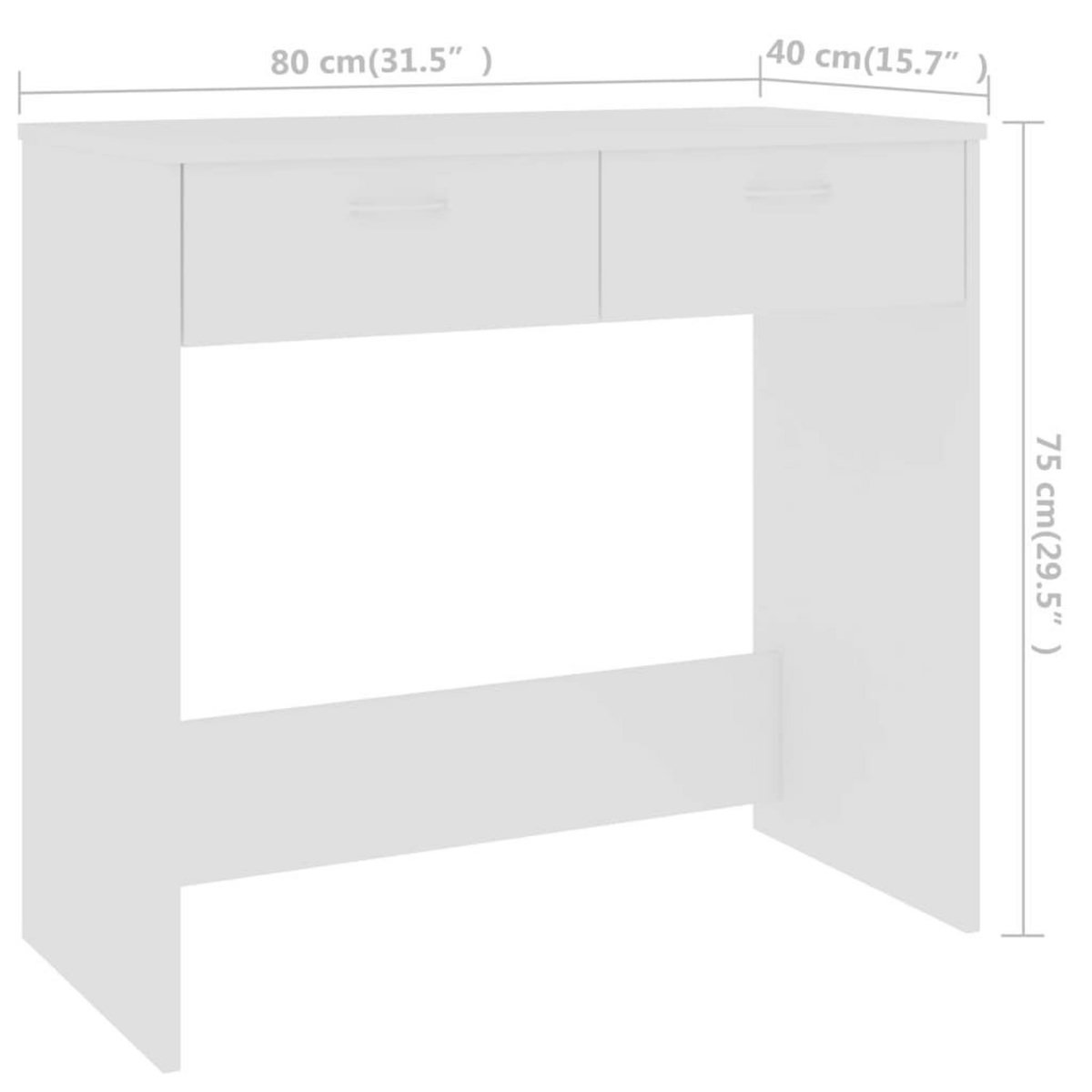 VIDAXL Bureau Blanc 80x40x75 cm Bois d'ingenierie