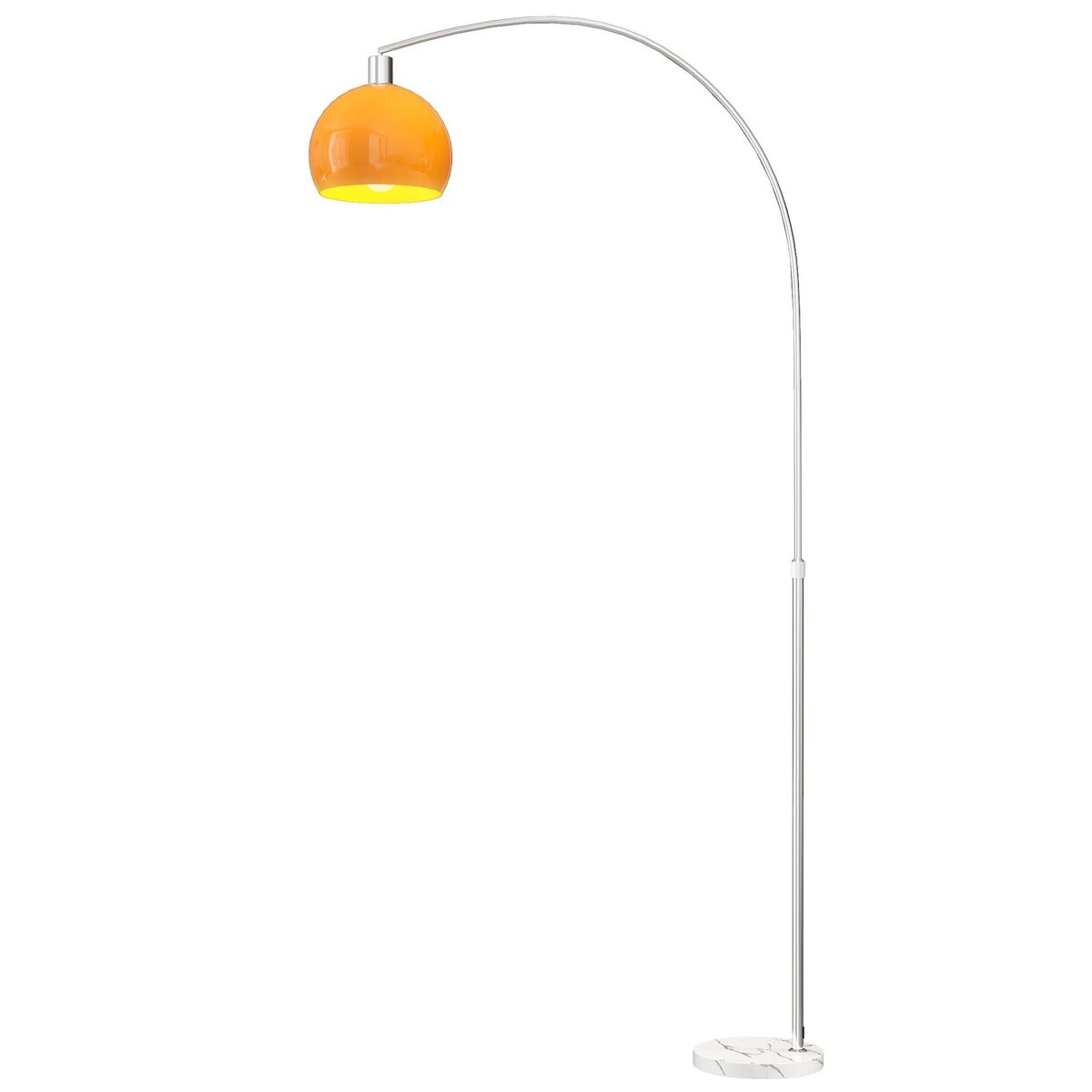 HOMCOM Lampadaire arc design néo-rétro H.180 cm piètement marbre blanc abat-jour plastique effet transparence orange