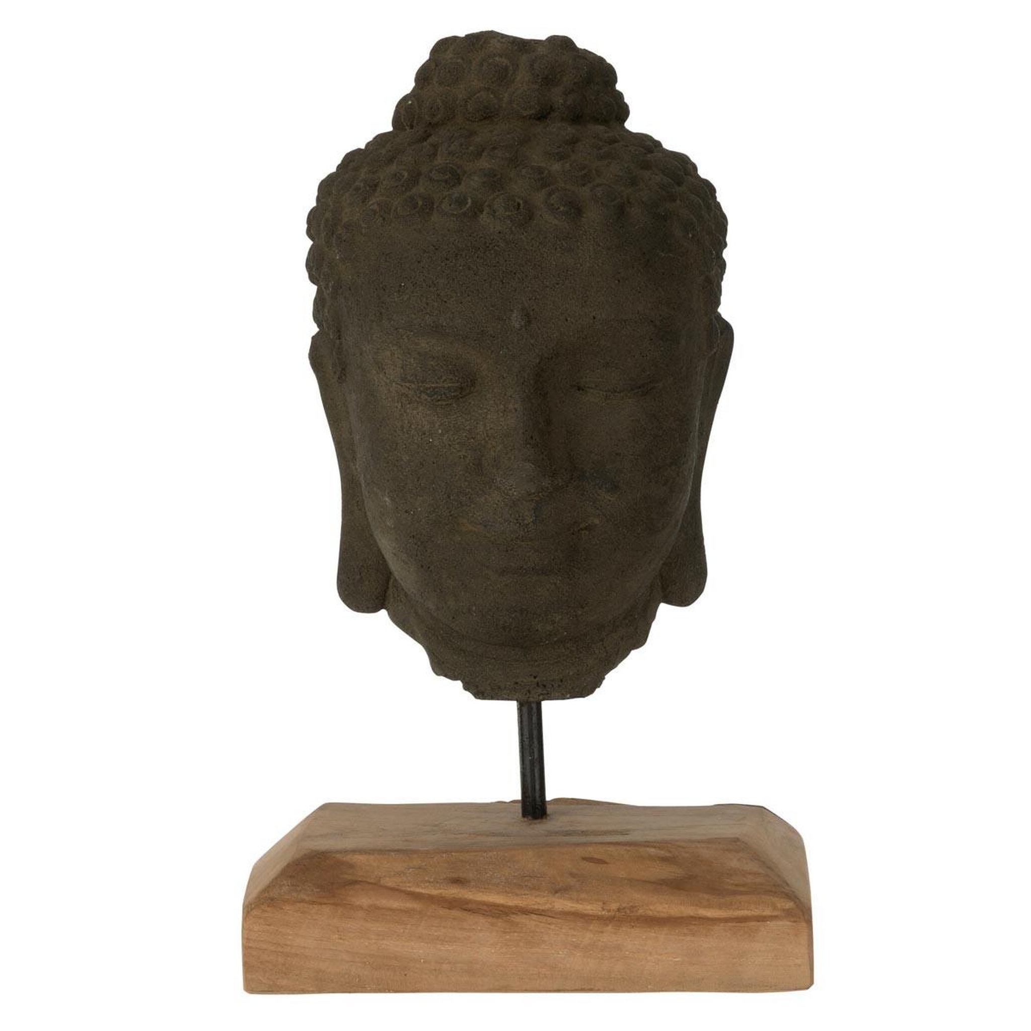 J-LINE Statuette déco en ciment  tête  44cm noir