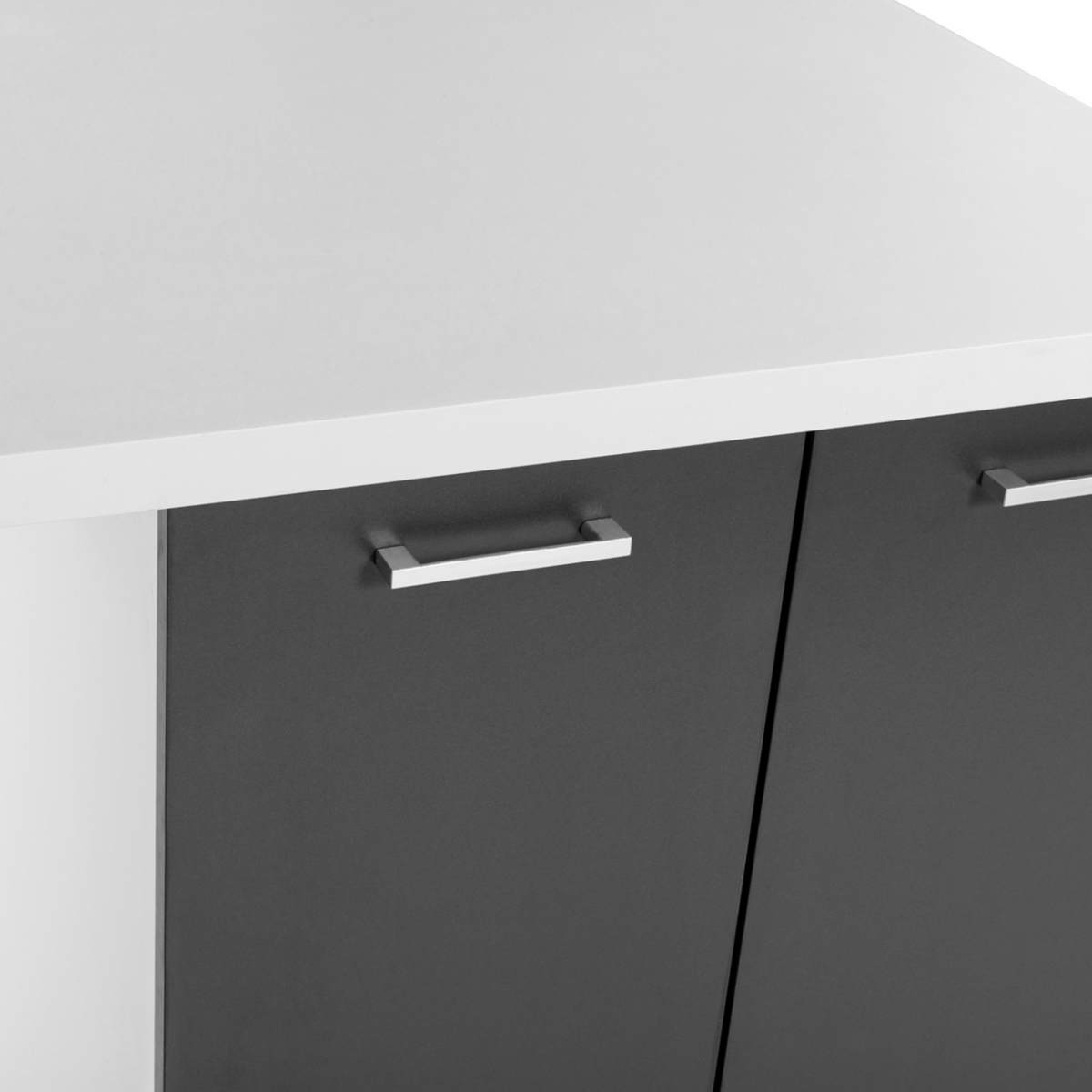 ID MARKET Ilot central IVO 120 cm blanc et gris avec plan de travail