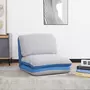 HOMCOM Chauffeuse - matelas d'appoint pliant - fauteuil convertible - inclinaison dossier réglable 5 positions - tissu polyester aspect lin gris clair bleu