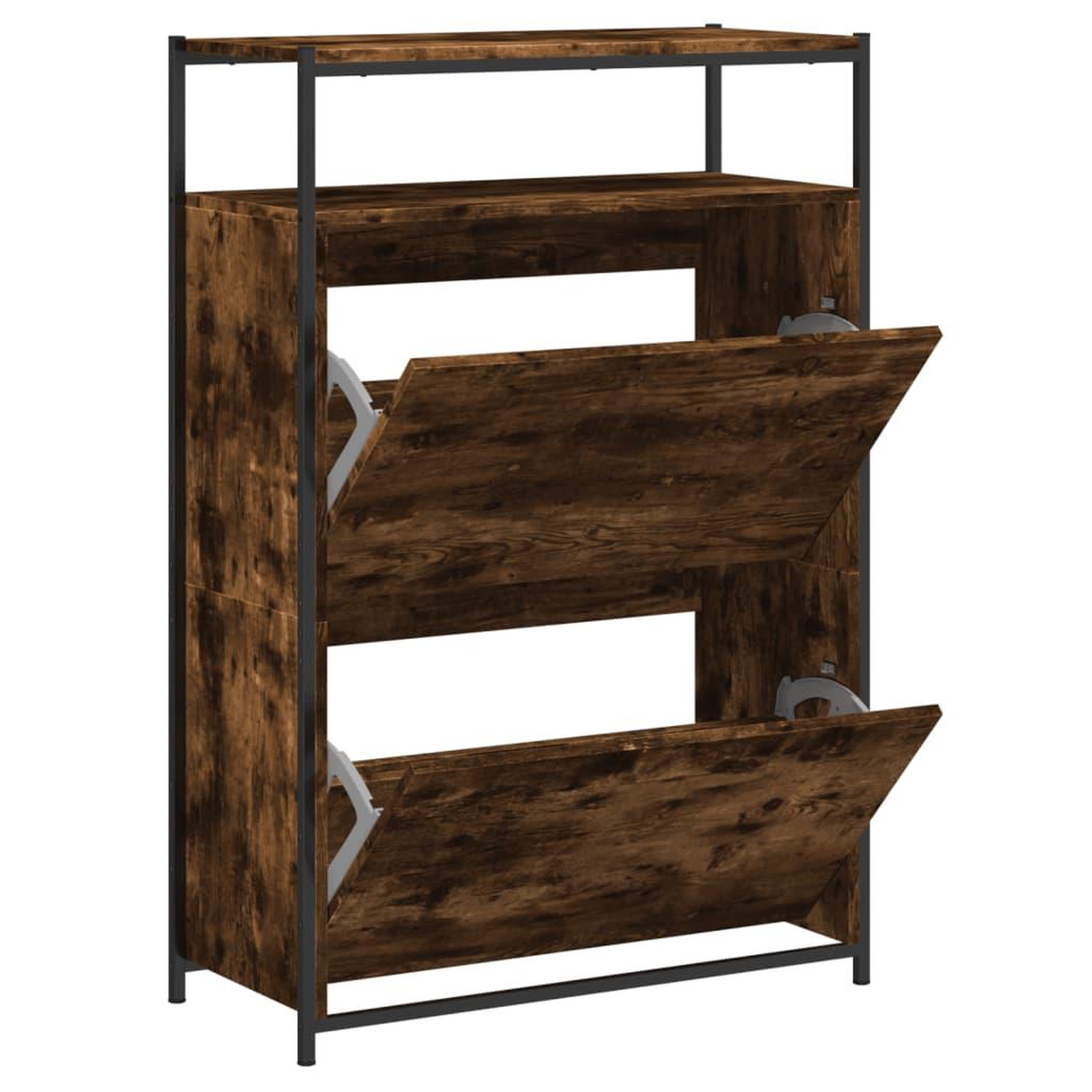 Voir la diapositive 2 : VIDAXL Armoire a chaussures chene fume 75x34x112 cm bois d'ingenierie