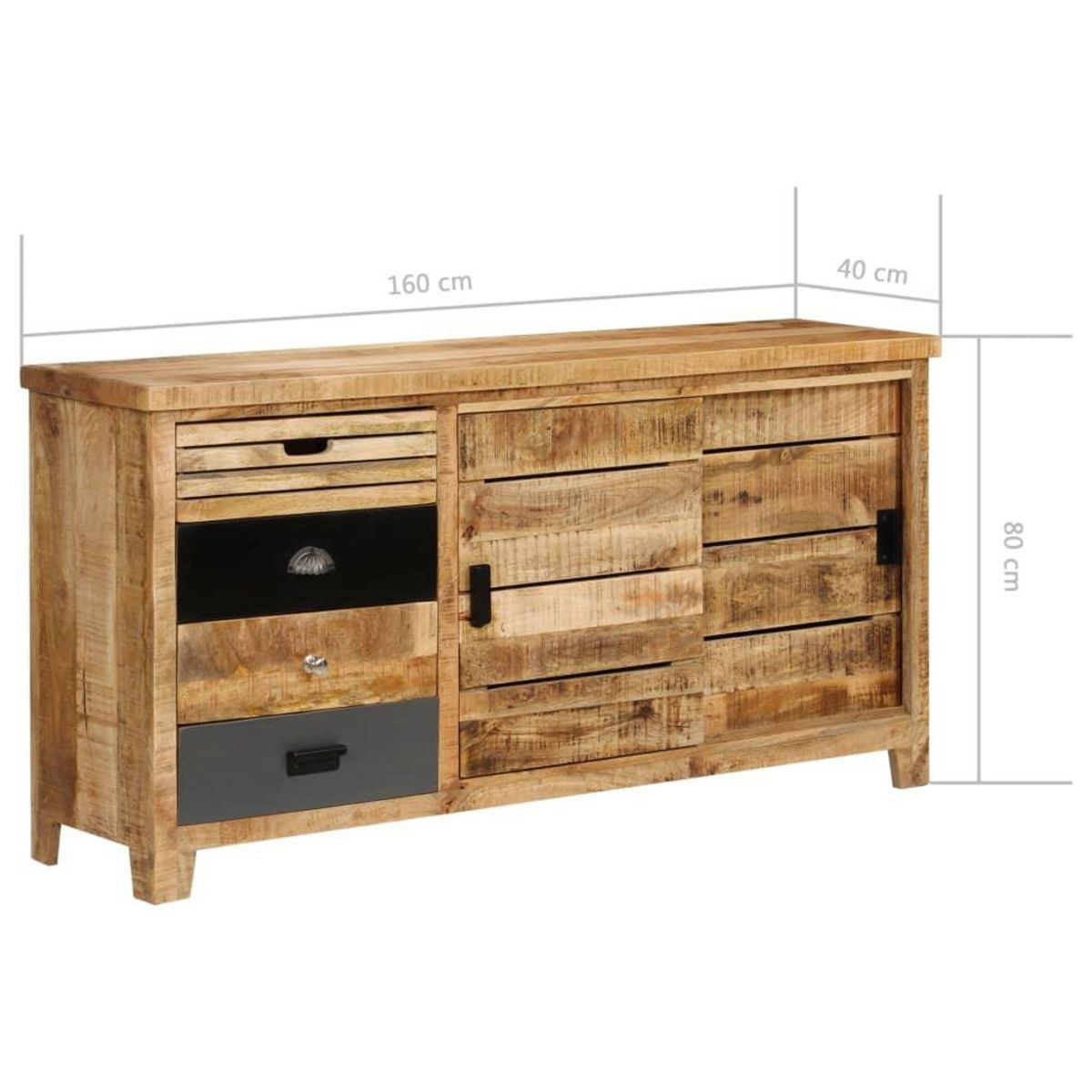 VIDAXL Buffet Bois de manguier solide 160x40x80 cm