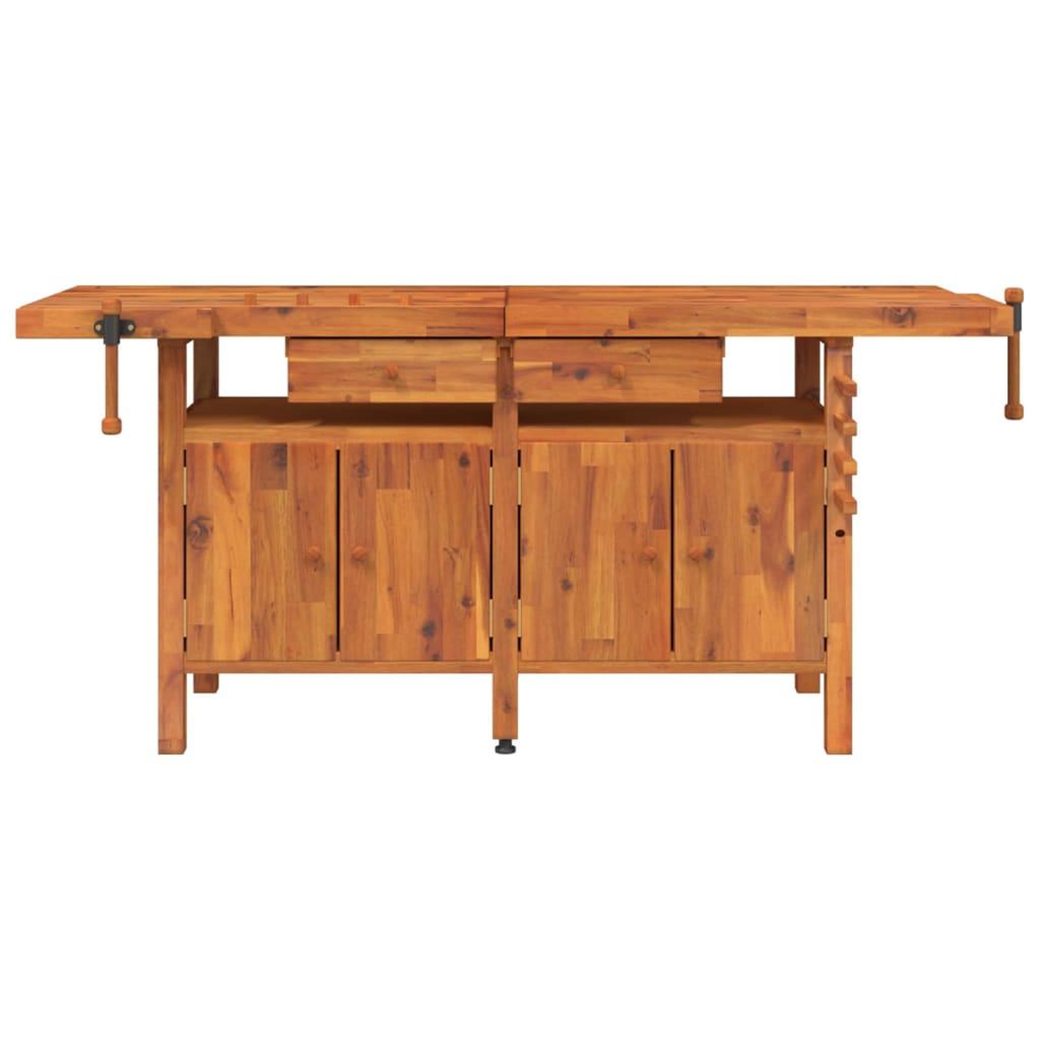 Voir la diapositive 3 : VIDAXL Etabli avec tiroirs et etaux 192x62x83 cm Bois massif d'acacia