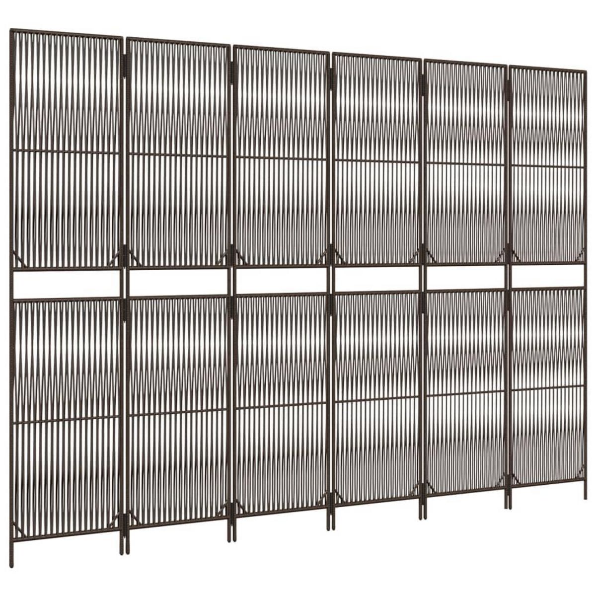 VIDAXL Cloison de separation 6 panneaux marron resine tressee