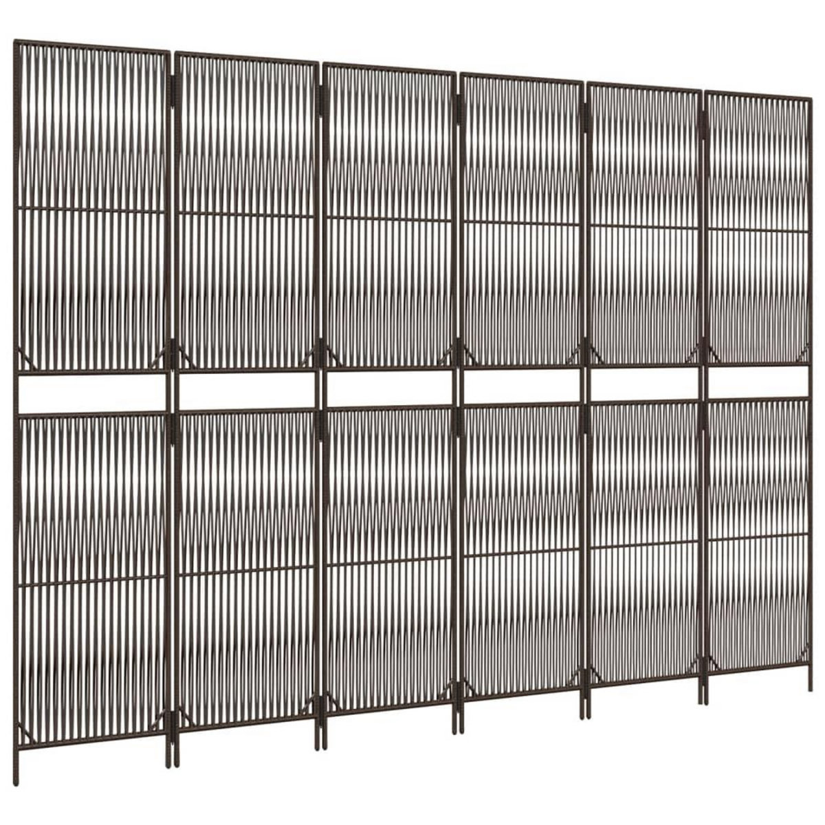 VIDAXL Cloison de separation 6 panneaux marron resine tressee