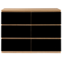 Voir la diapositive 3 : ID MARKET Commode 6 tiroirs TOMI 110 cm bois façon hêtre et noir
