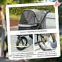 Voir la diapositive 5 : PAWHUT Poussette jogger pour chien pliable en un clic - panier de rangement, coussin lavable, attache, auvent réglable - gris
